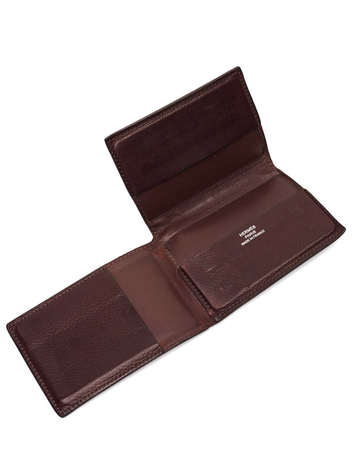 HERMES Brown Leather Card Holder Wallet