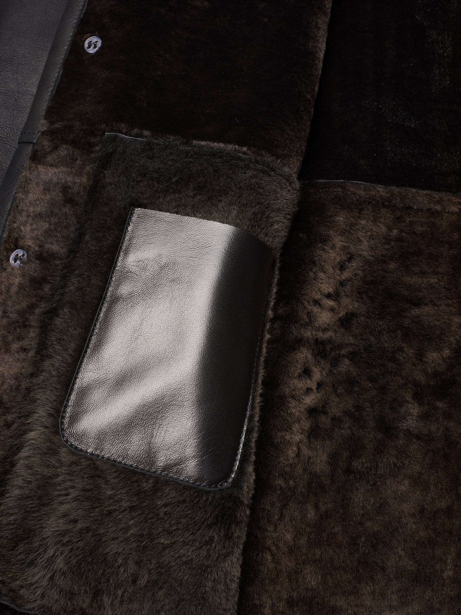 HETTABRETZ Black Nappa Leather Shearling Mouton Coat