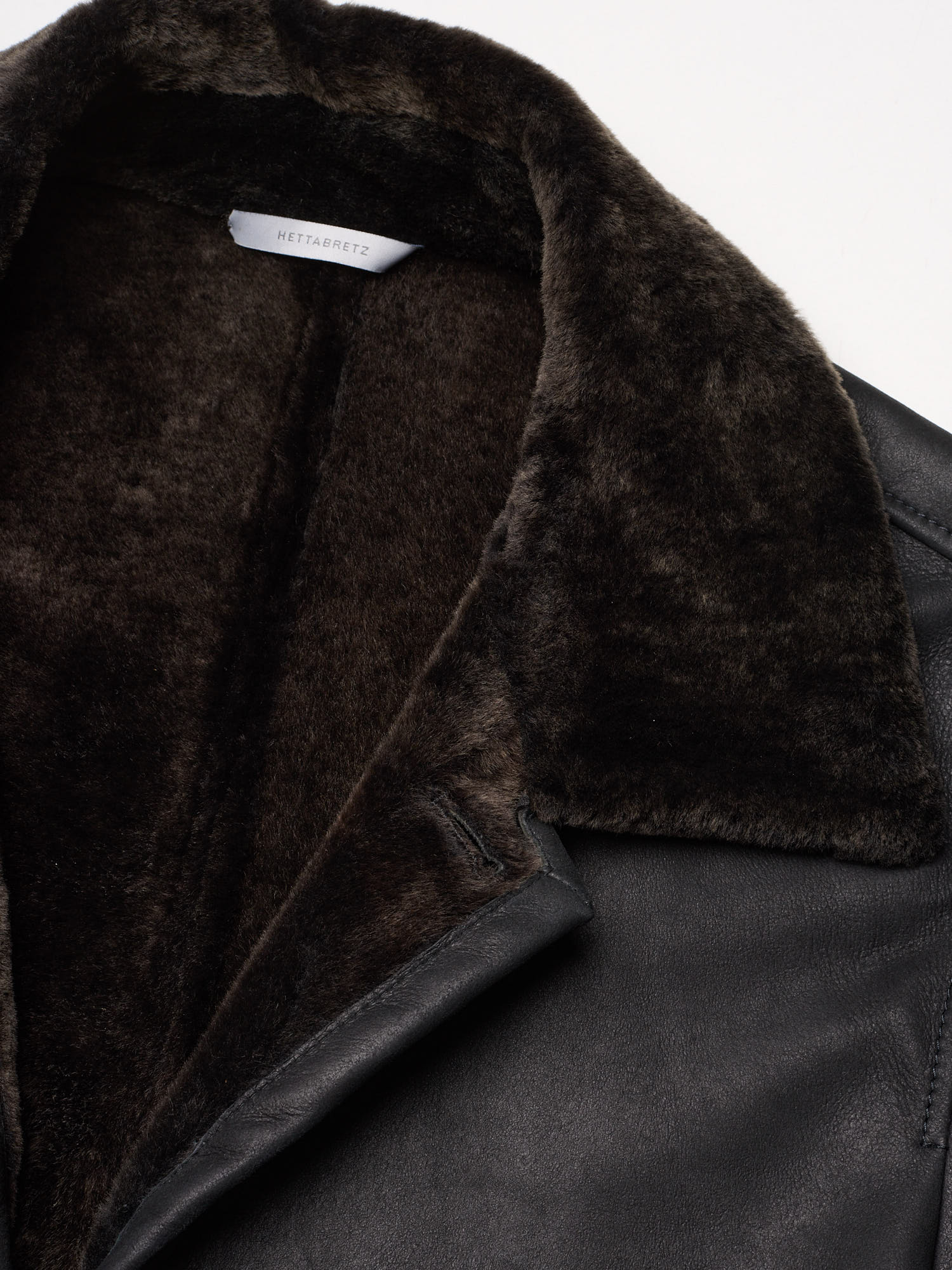 HETTABRETZ Black Nappa Leather Shearling Mouton Coat