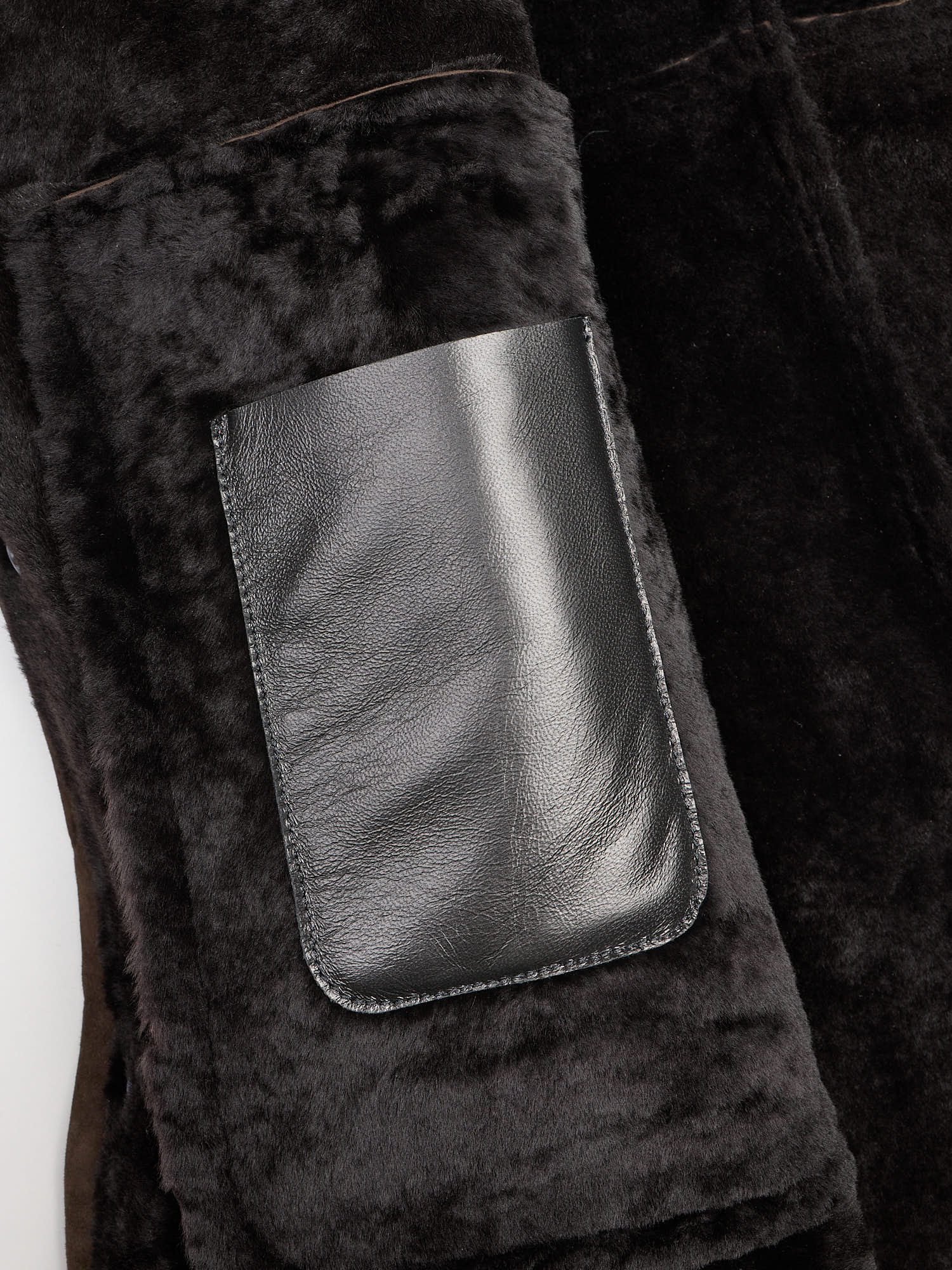 HETTABRETZ Brown Suede Shearling Leather Fur Coat Overcoat