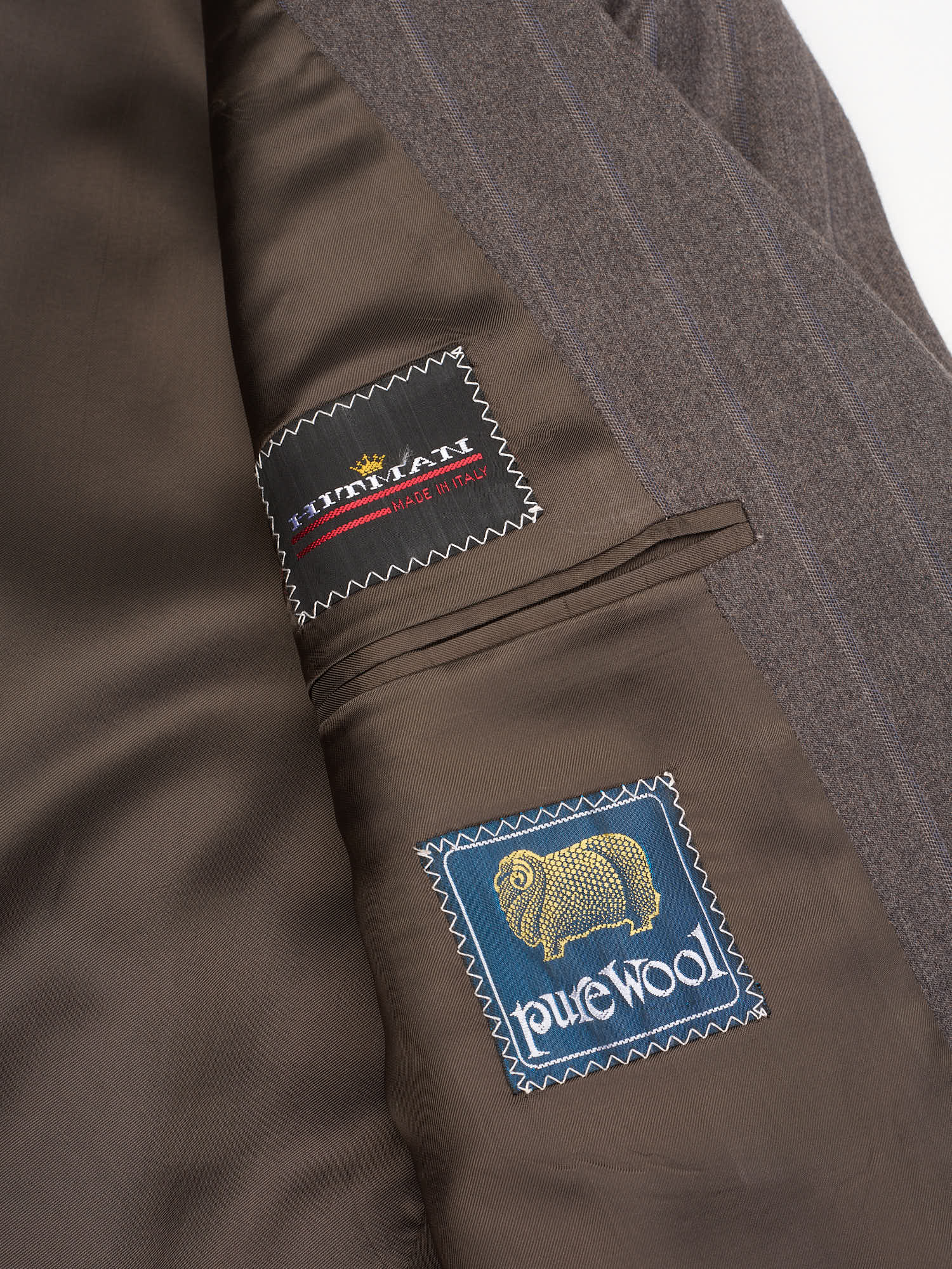 Hitman by Cerruti Brown Striped Wool Business Suit