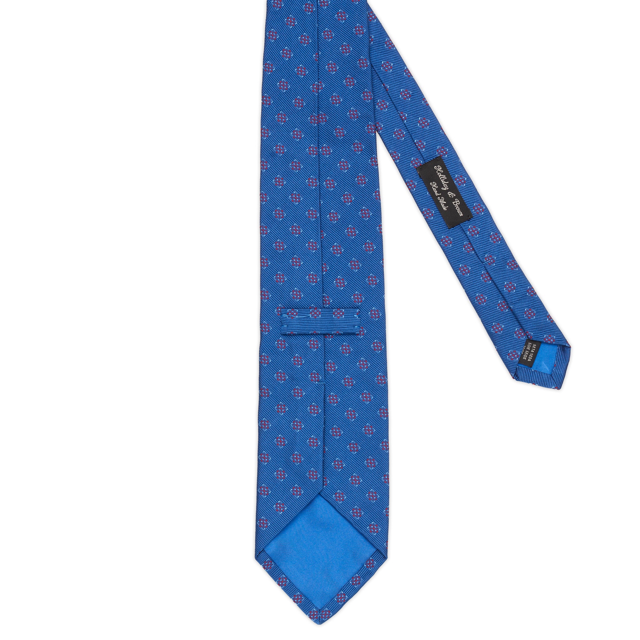 HOLLIDAY & BROWN Handmade Blue Macro-Design Silk Tie NEW HOLLIDAY & BROWN