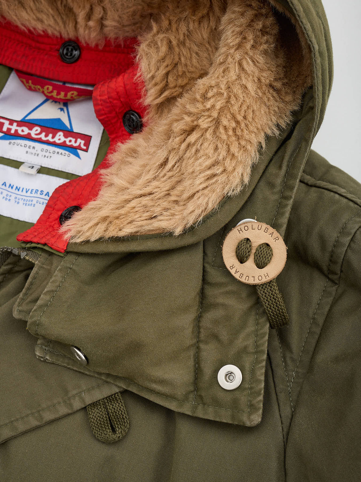 HOLUBAR "Boulder" 70th Anniv Ed Military Green Down Parka Jacket Alpaca Mohair