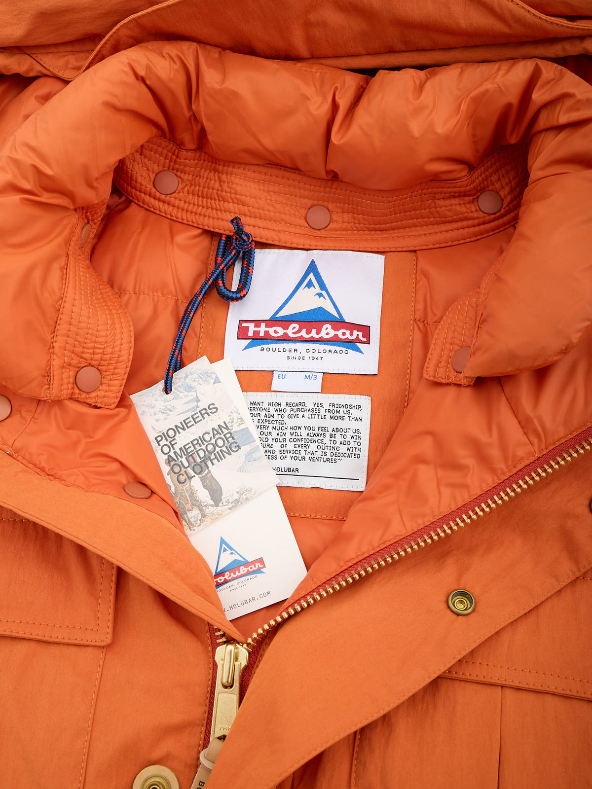 HOLUBAR "Deer Hunter" Orange Cotton Down Filled Parka Jacket NEW