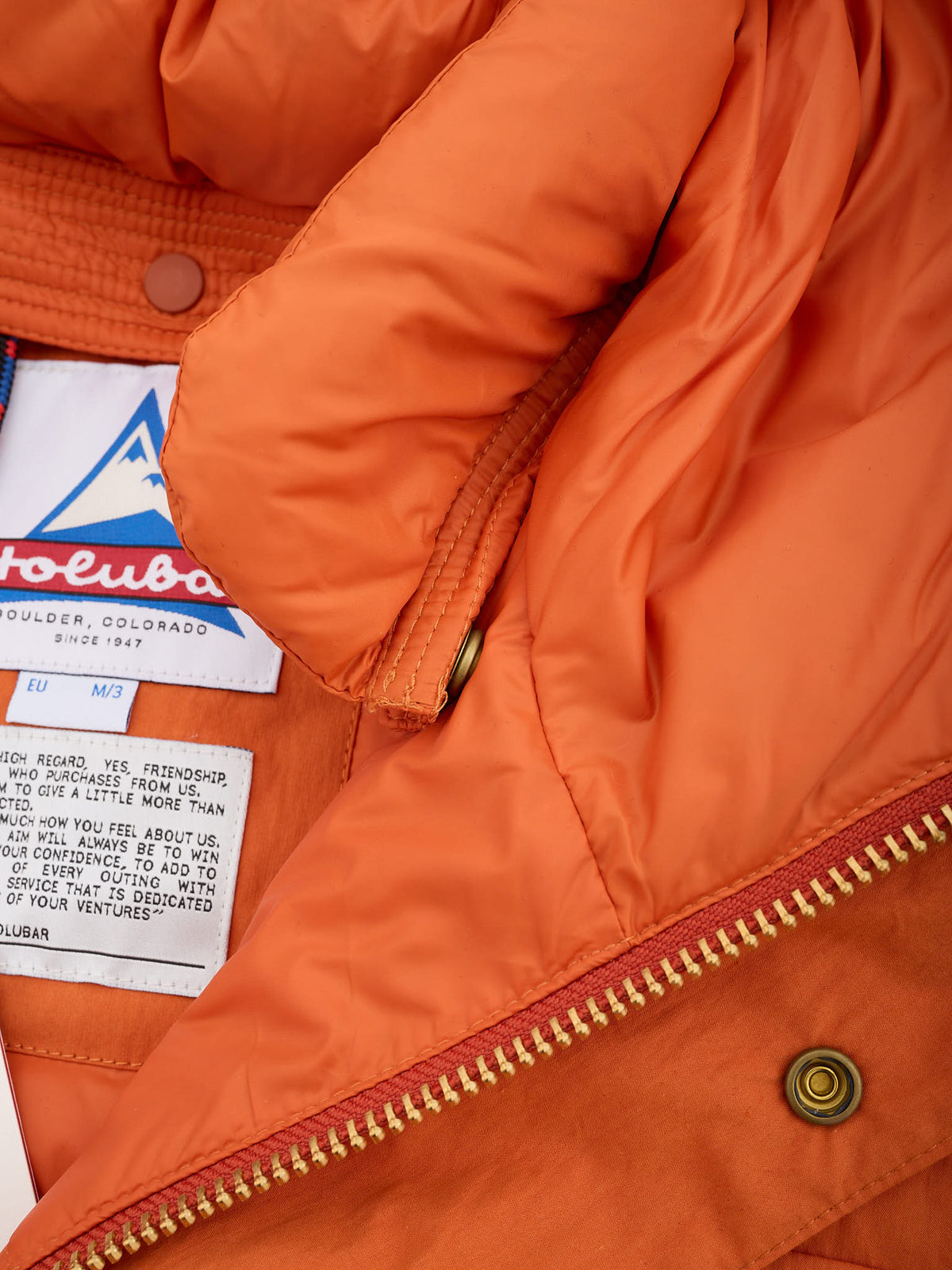HOLUBAR "Deer Hunter" Orange Cotton Down Filled Parka Jacket NEW