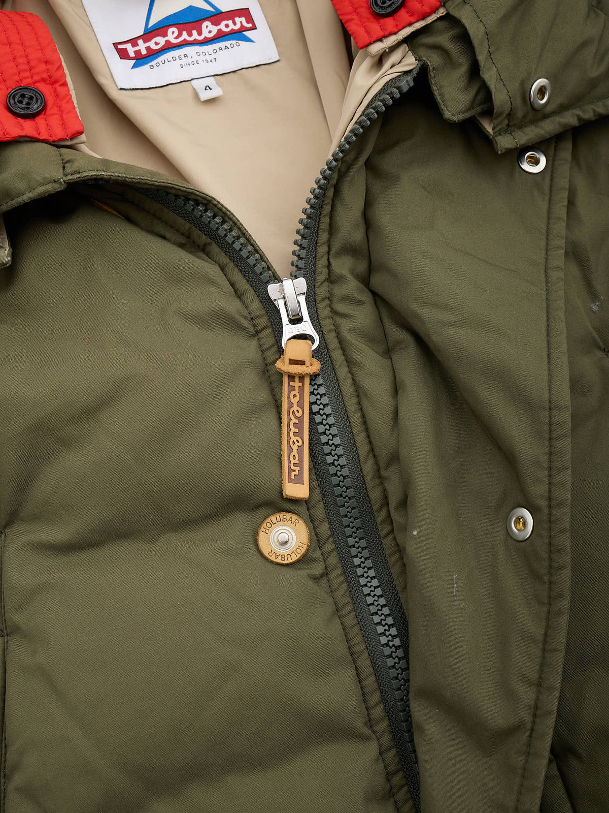 HOLUBAR "Short Boulder" Olive Green Cotton Down Filled Parka Jacket Alpaca Mohair Parts
