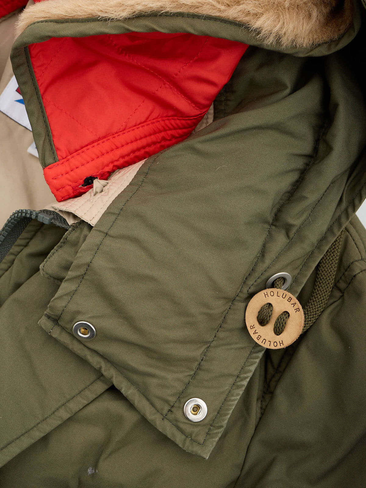 HOLUBAR "Short Boulder" Olive Green Cotton Down Filled Parka Jacket Alpaca Mohair Parts