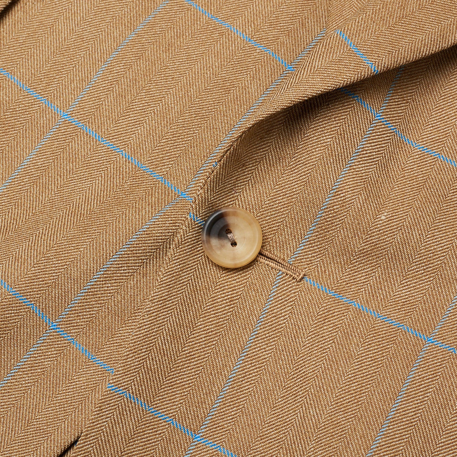 HUNTSMAN Savile Row Bespoke Tan Herringbone Plaid Wool 1 Button Jacket NEW US 40 HUNTSMAN