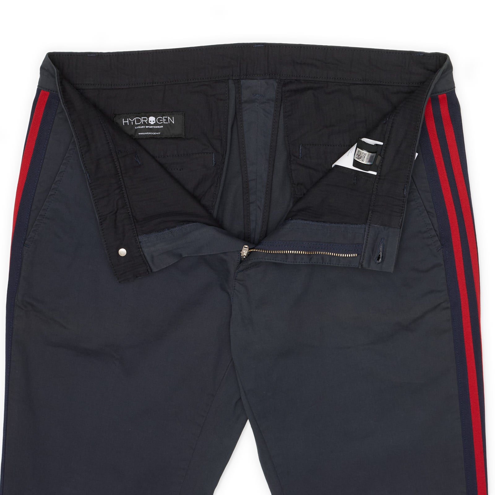 HYDROGEN Navy Blue "Stripes Chinos" Pants New