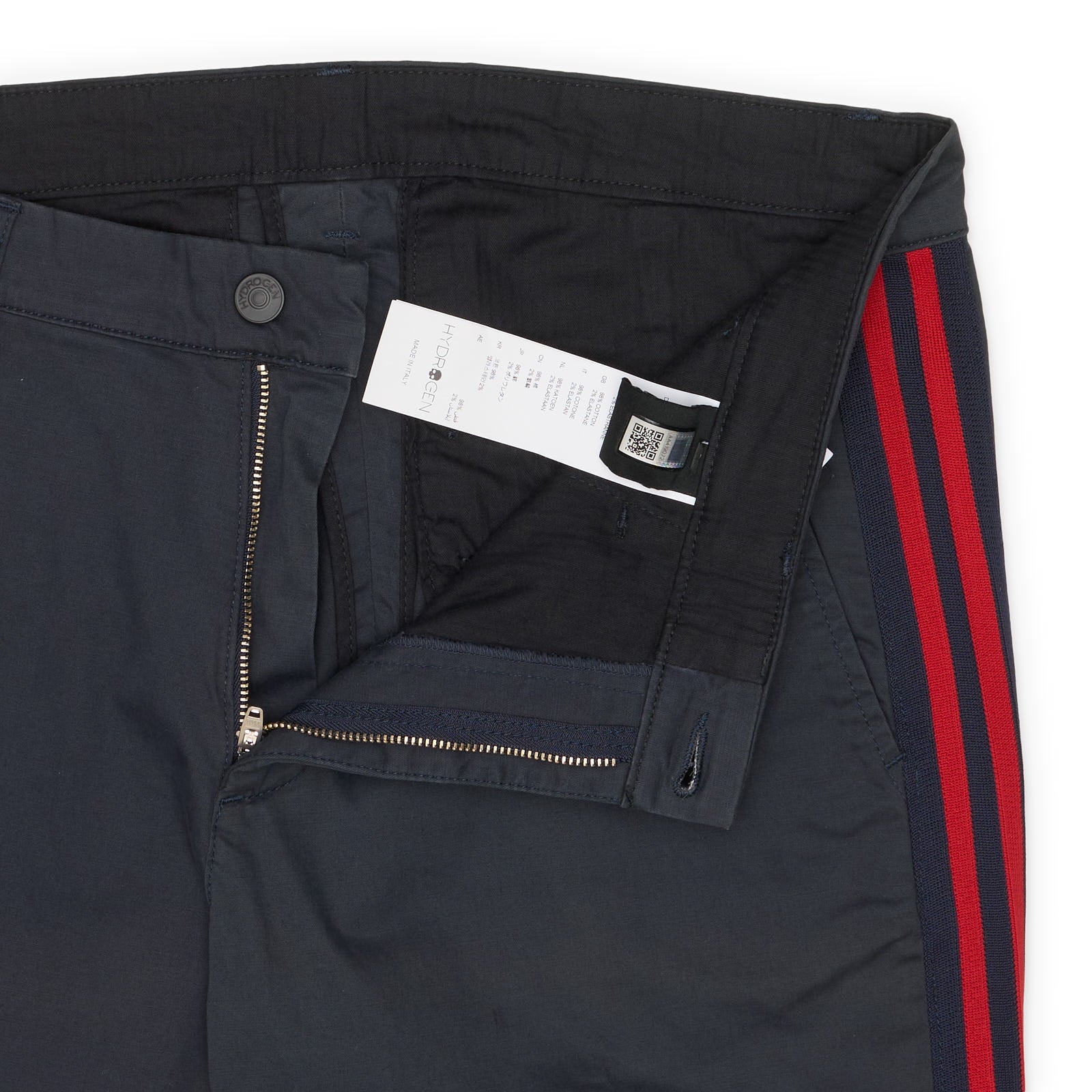 HYDROGEN Navy Blue "Stripes Chinos" Pants New
