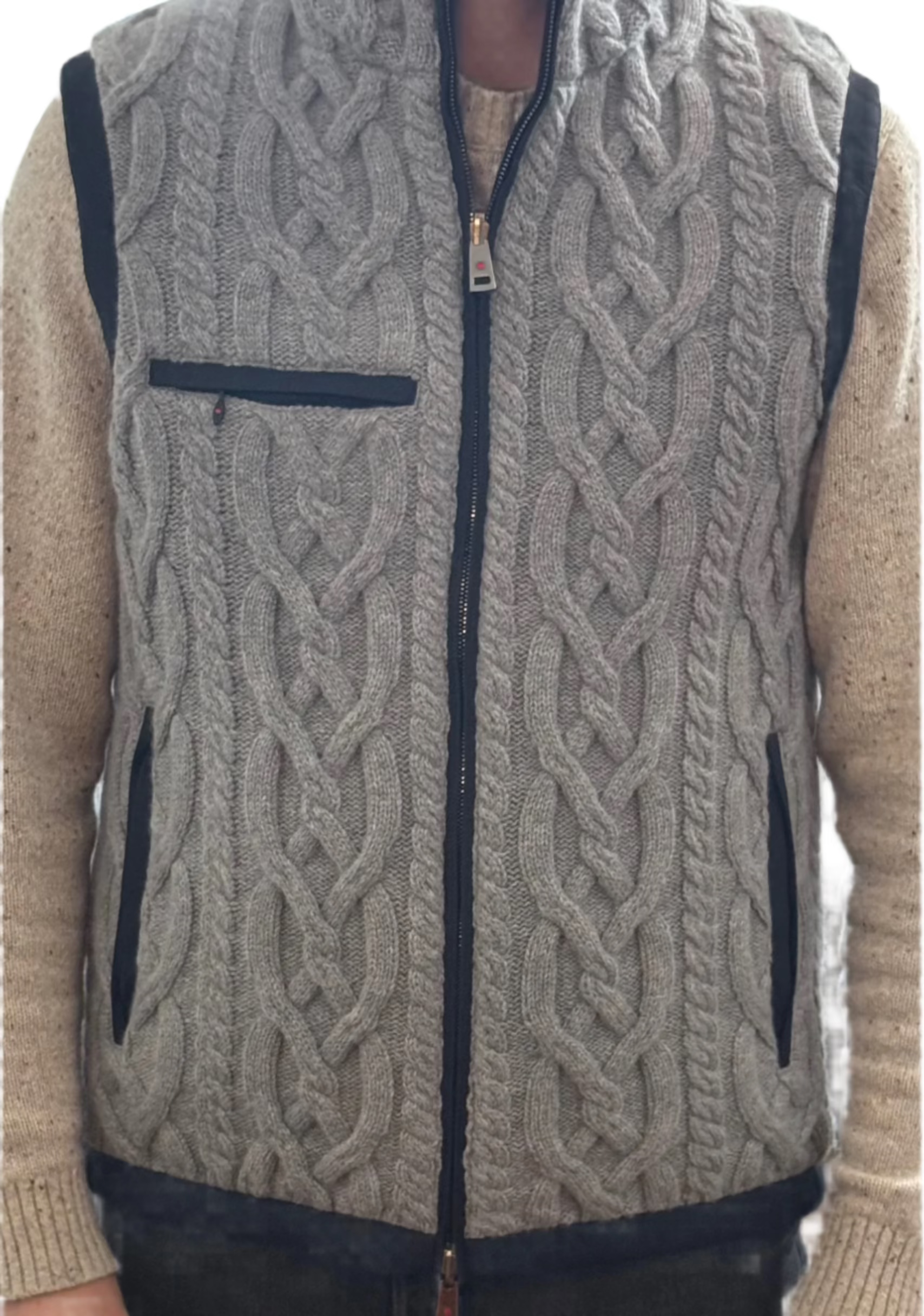 KITON KIRED "Gange" Black-Gray Reversible Cashmere-Wool Vest EU 50 NEW US M