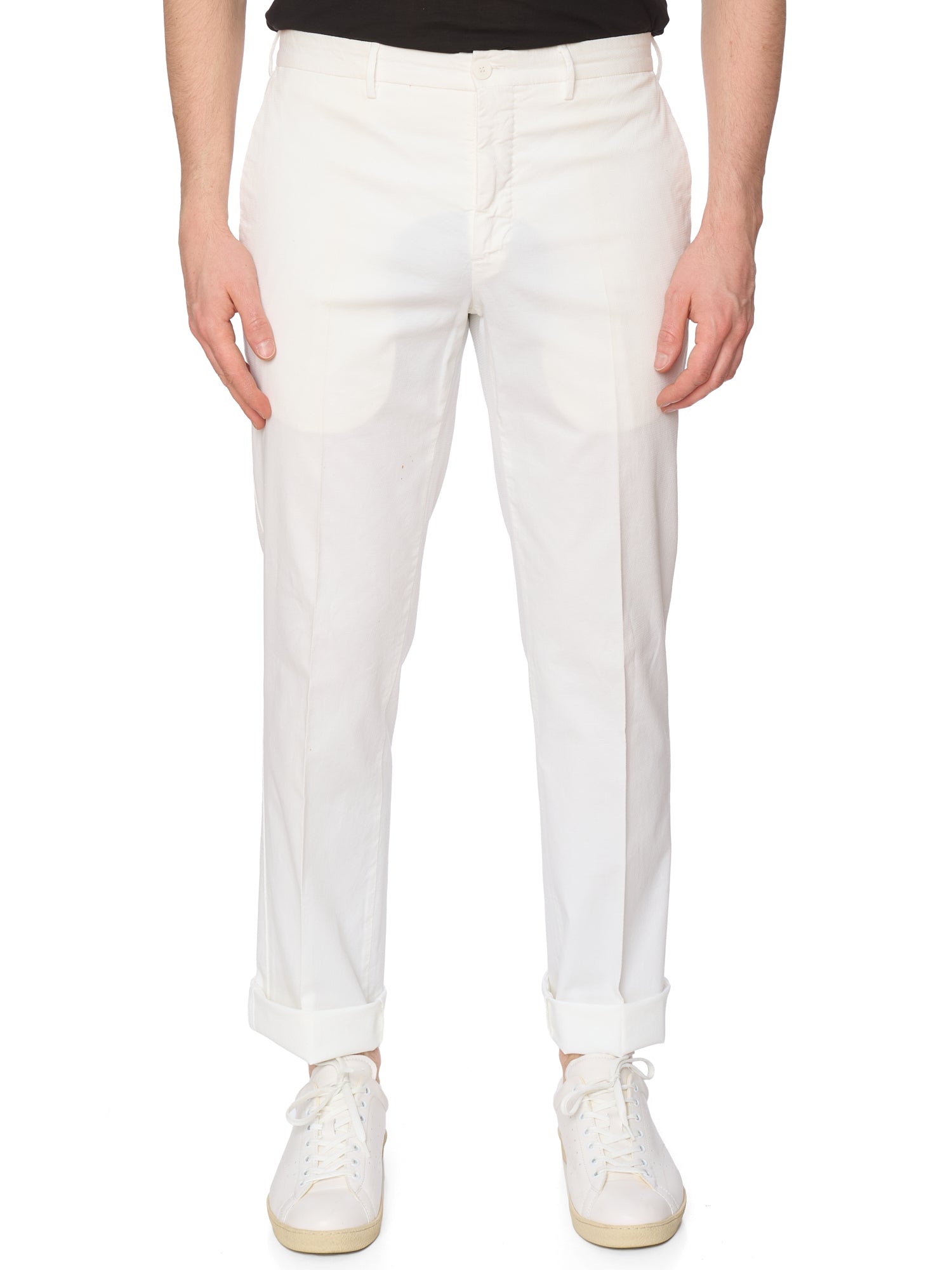 INCOTEX 1.0 White Cotton Slim Fit Chino Pants NEW Size 34