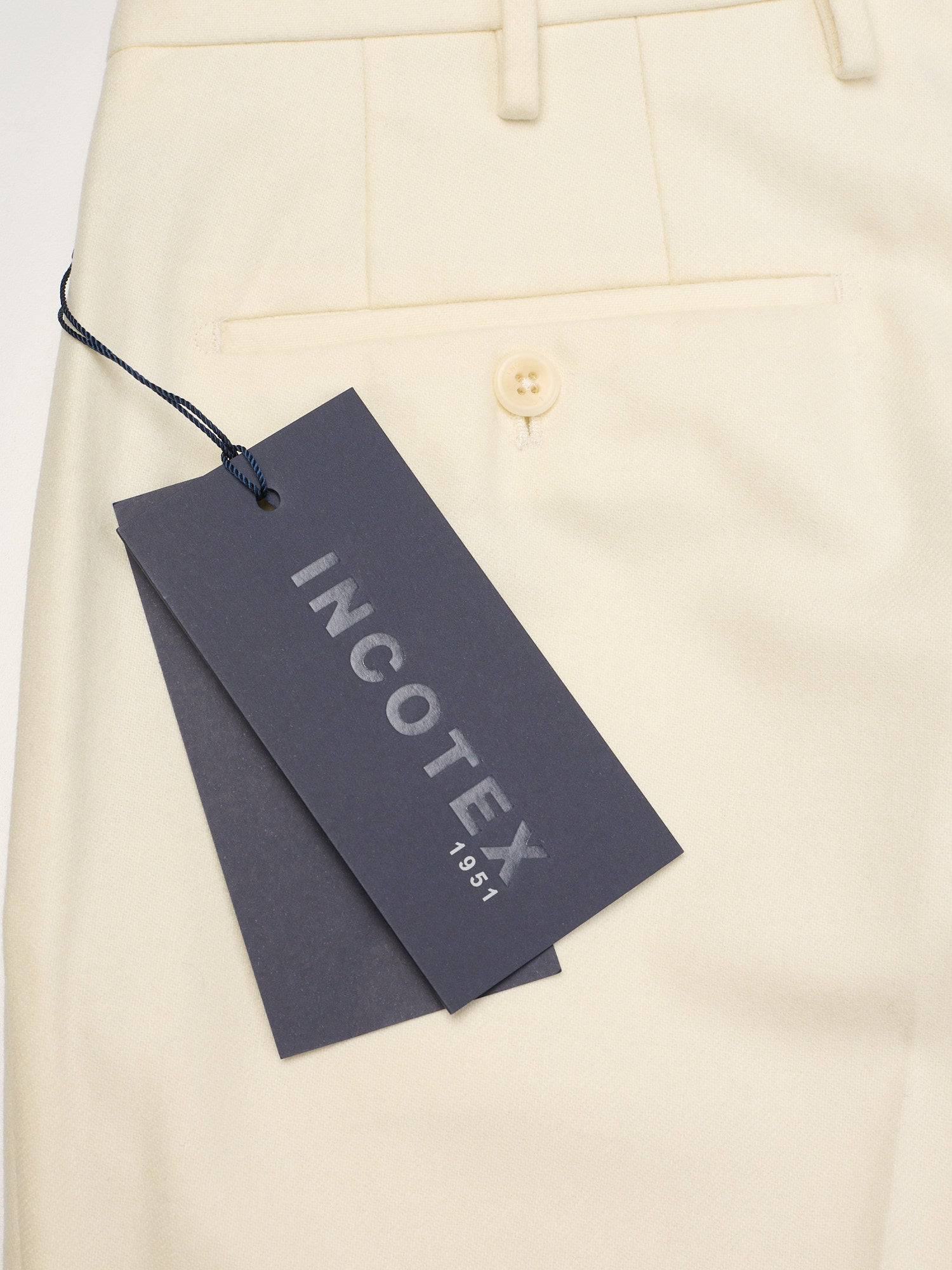 (BALINT) INCOTEX Cream Super 100's Virgin Wool Tapered Fit Pleated Chino Pants NEW Size 32R