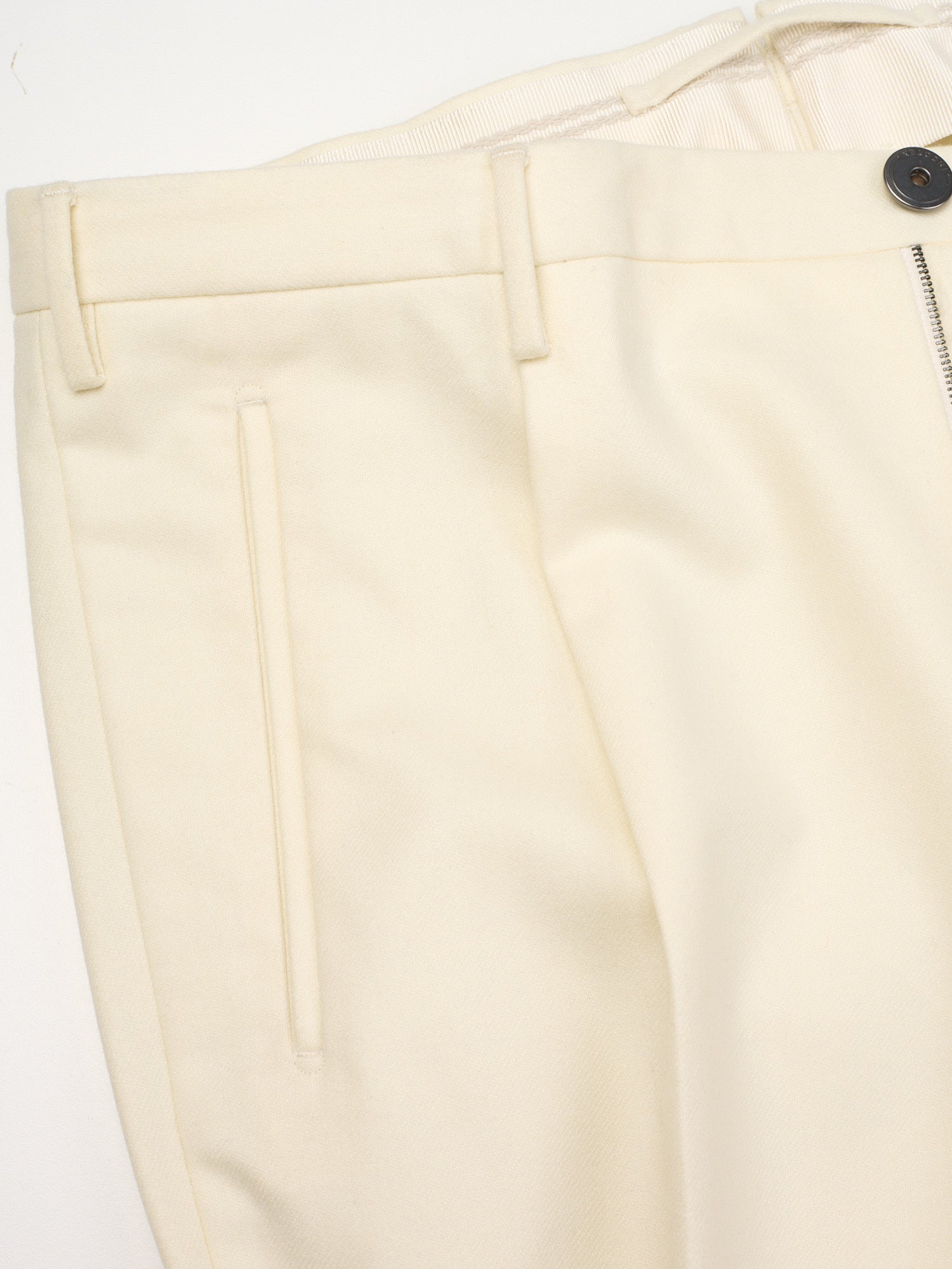 (BALINT) INCOTEX Cream Super 100's Virgin Wool Tapered Fit Pleated Chino Pants NEW Size 32R