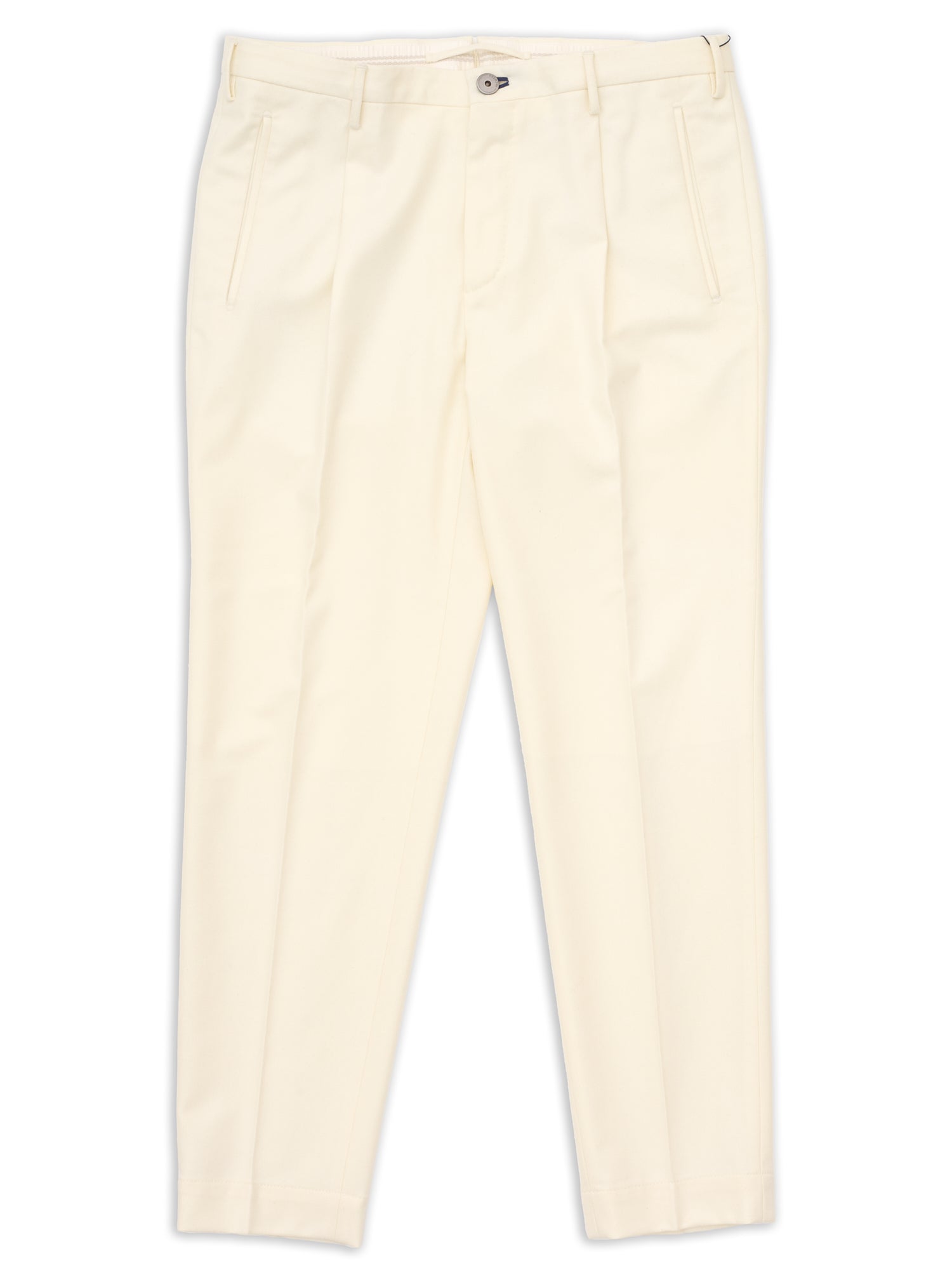(BALINT) INCOTEX Cream Super 100's Virgin Wool Tapered Fit Pleated Chino Pants NEW Size 32R