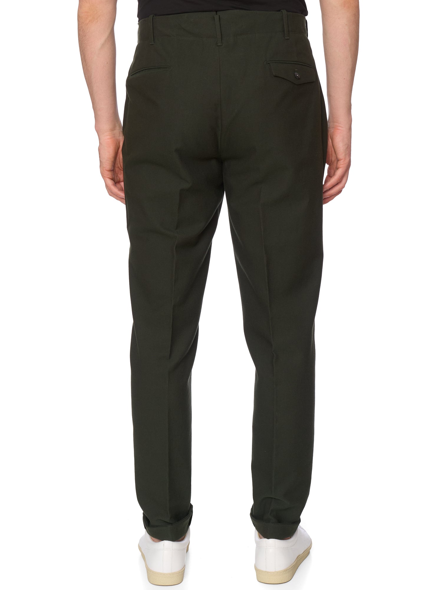 INCOTEX Military Green Cotton-Wool Carrot Fit Chino Officer's Pants NEW Size 40