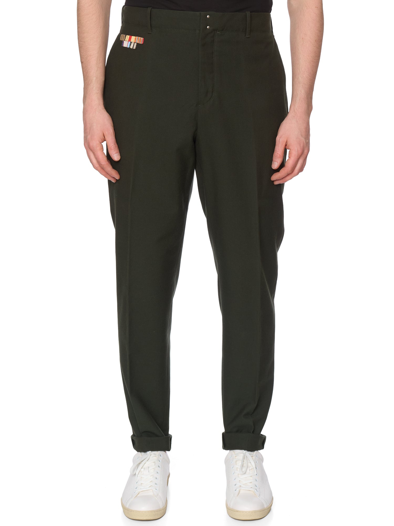 INCOTEX Military Green Cotton-Wool Carrot Fit Chino Officer's Pants NEW Size 40