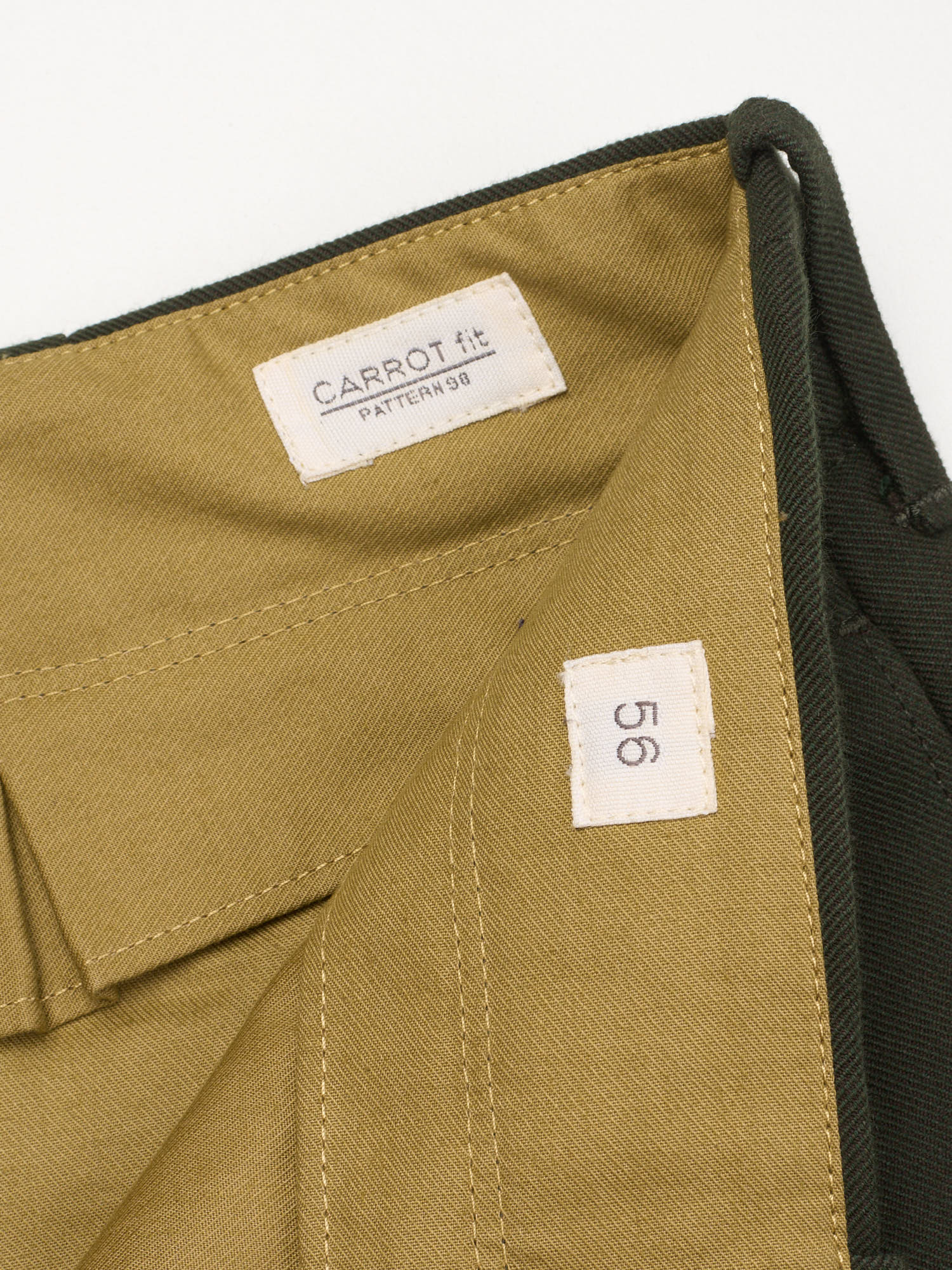 INCOTEX Military Green Cotton-Wool Carrot Fit Chino Officer's Pants NEW Size 40