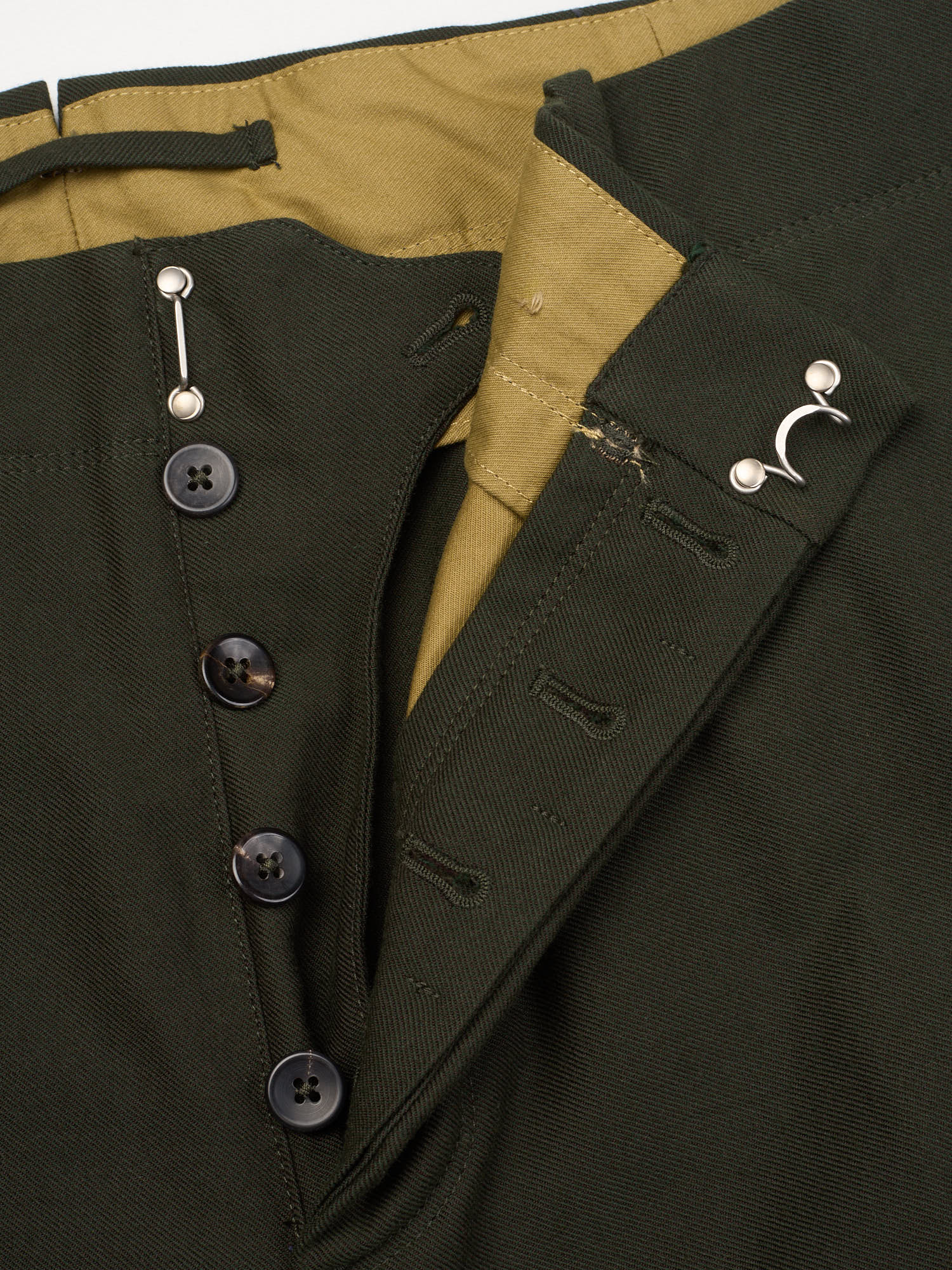 INCOTEX Military Green Cotton-Wool Carrot Fit Chino Officer's Pants NEW Size 40