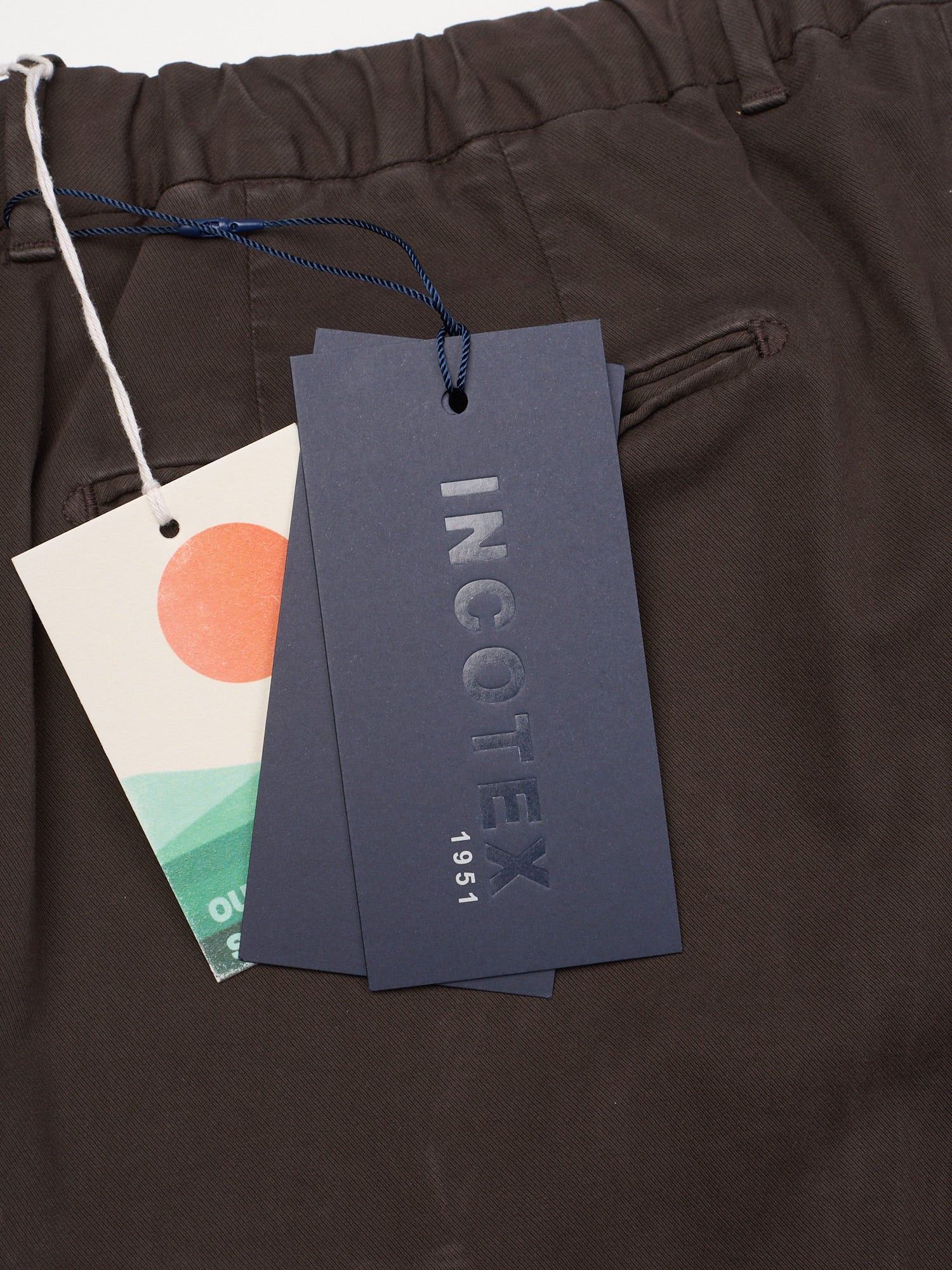 INCOTEX High Comfort Brown Cotton-Lyocell Slim Fit Chino Pants NEW Size 34