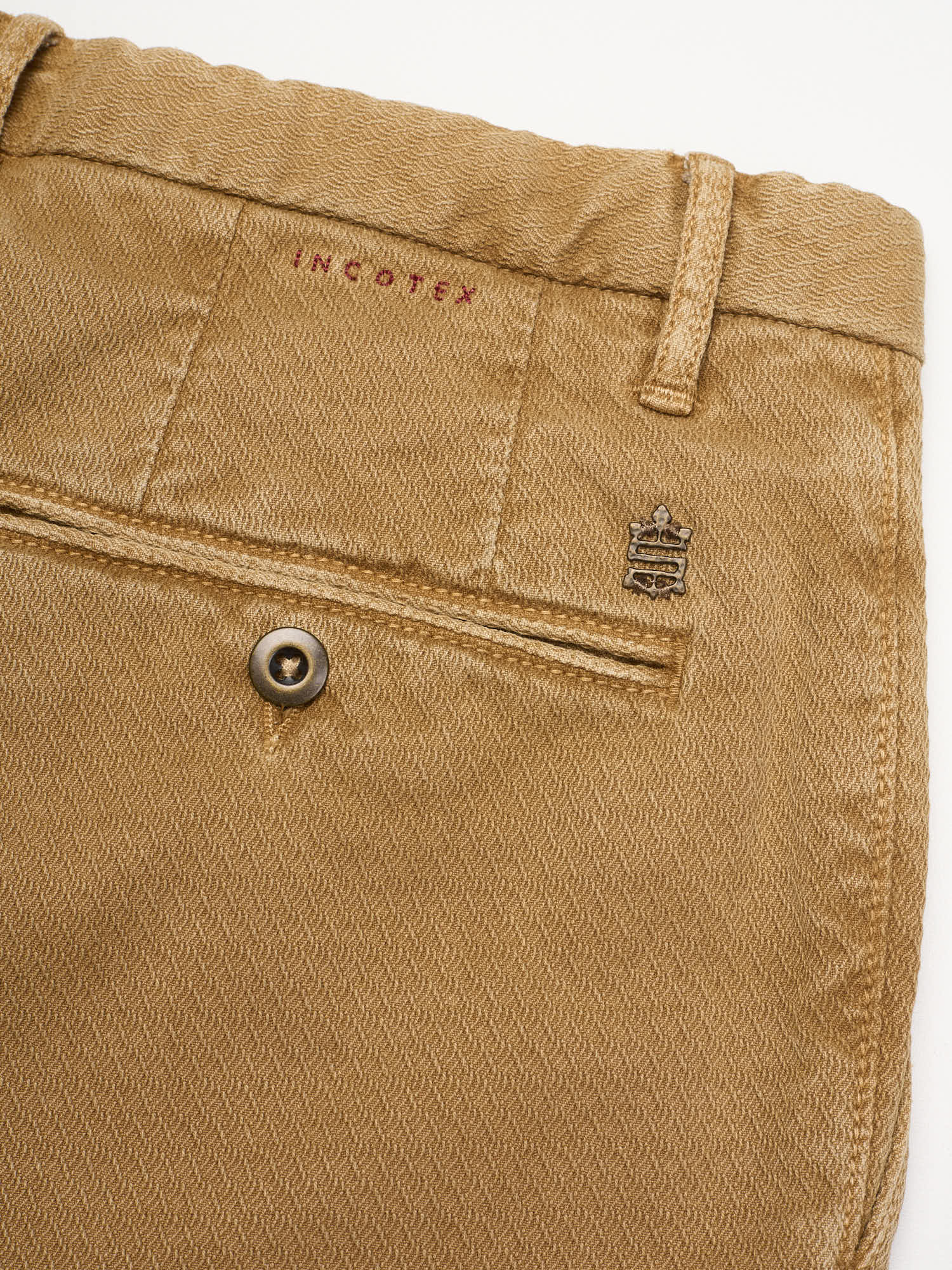 INCOTEX "Slacks" Khaki Cotton Skin Fit Chino Pants NEW Size 34