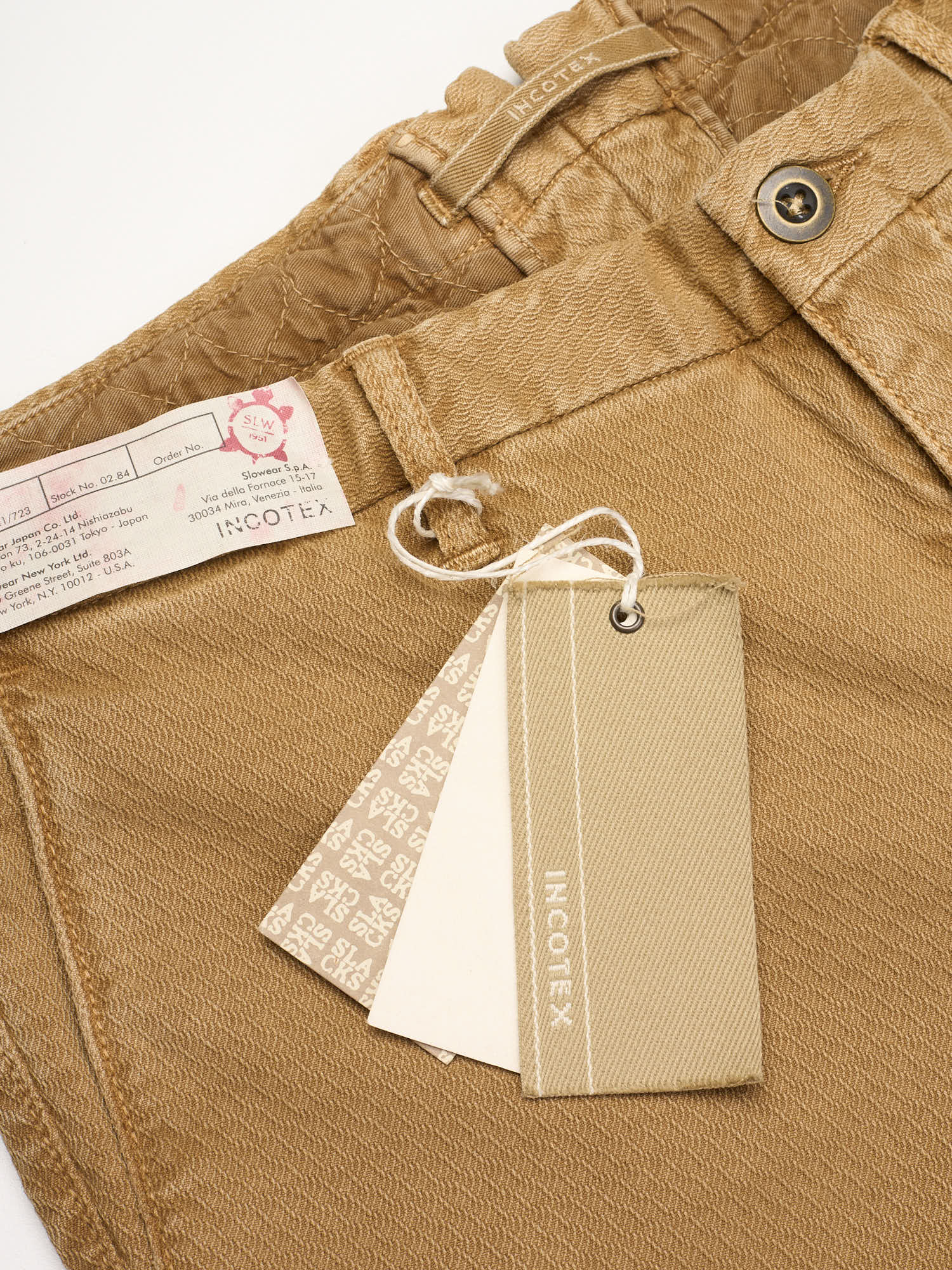 INCOTEX "Slacks" Khaki Cotton Skin Fit Chino Pants NEW Size 34