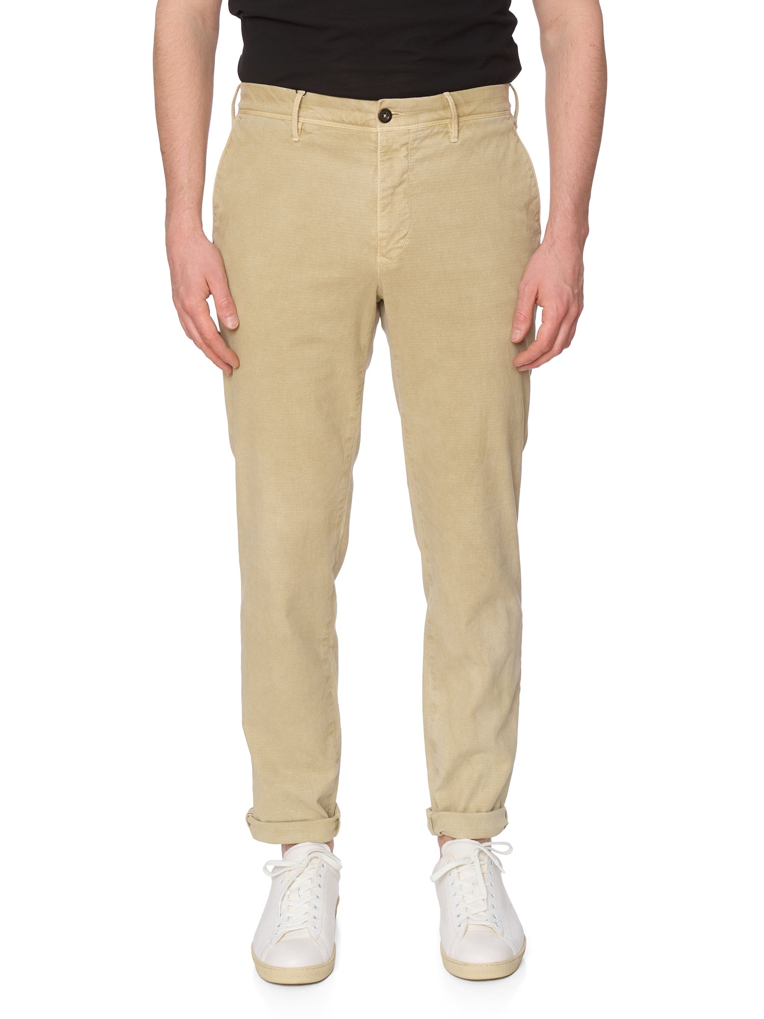INCOTEX "Slacks" Beige Jacquard Cotton Tapered Fit Chino Pants NEW Size 34