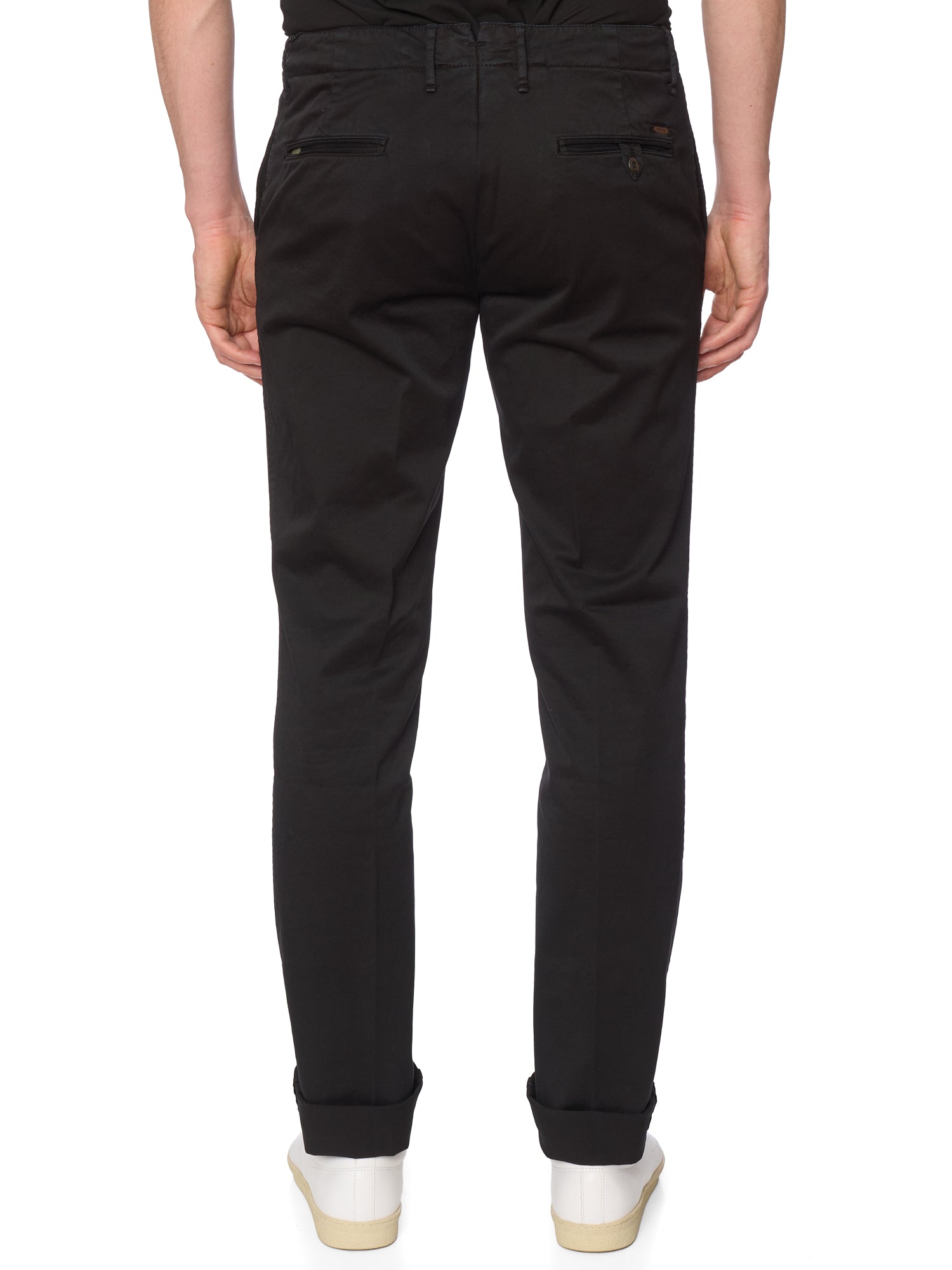 INCOTEX "Slacks" Black Cotton Slim Fit Gabardine Pants NEW