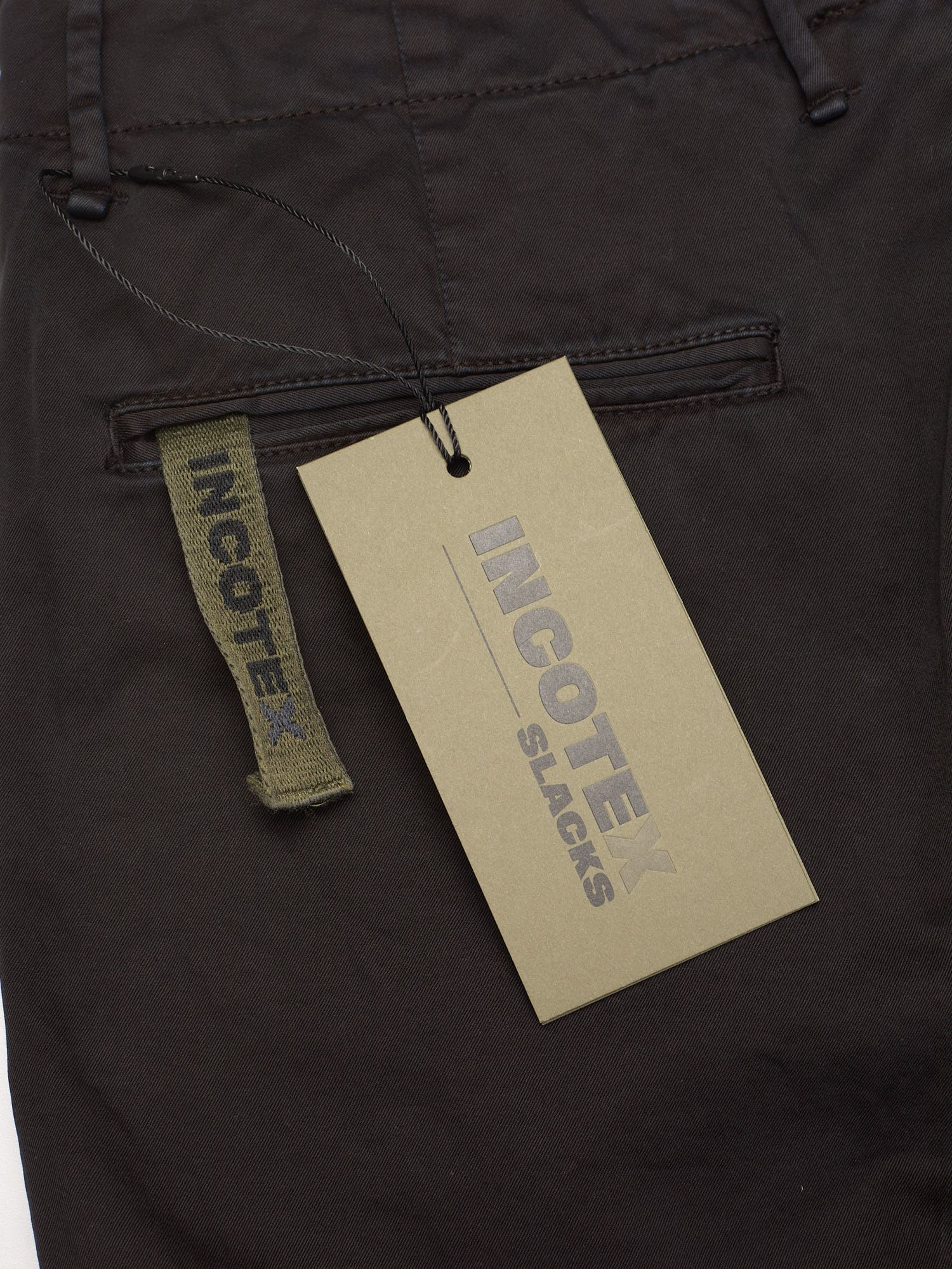INCOTEX "Slacks" Black Cotton Slim Fit Gabardine Pants NEW