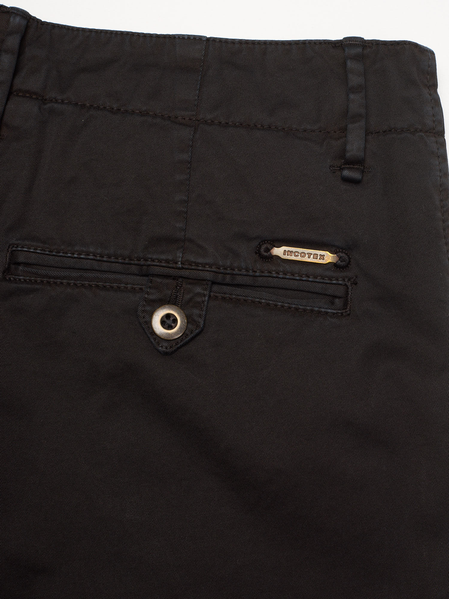 INCOTEX "Slacks" Black Cotton Slim Fit Gabardine Pants NEW