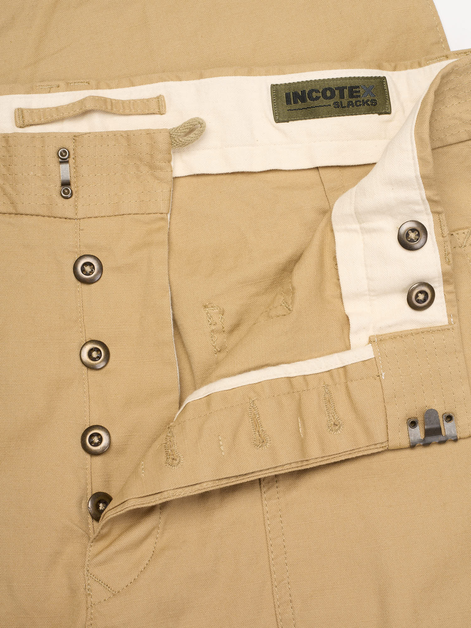 INCOTEX "Slacks" British Khakie Cotton Fatigue Fit Chino Military Pants NEW