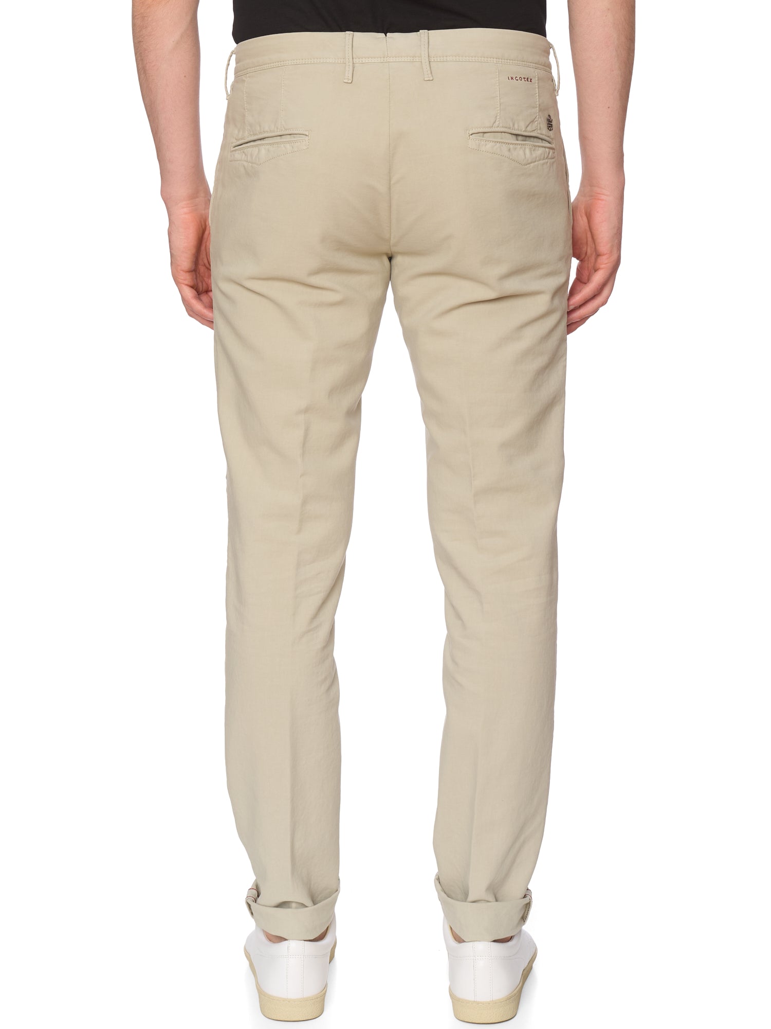 INCOTEX "Slacks" Beige Cotton Slim Fit Chino Pants NEW Size 35