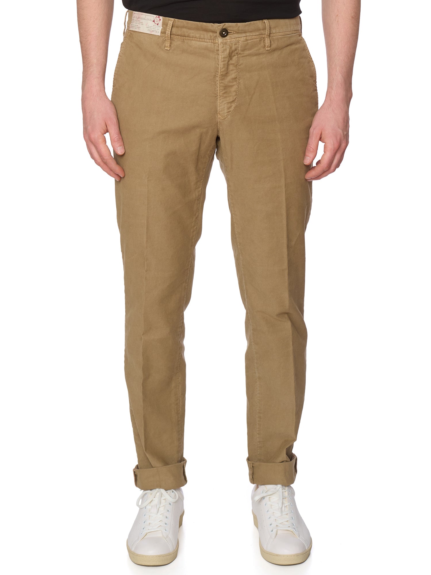 INCOTEX "Slacks" Khakie Cotton Slim Fit Tricochino Pants NEW
