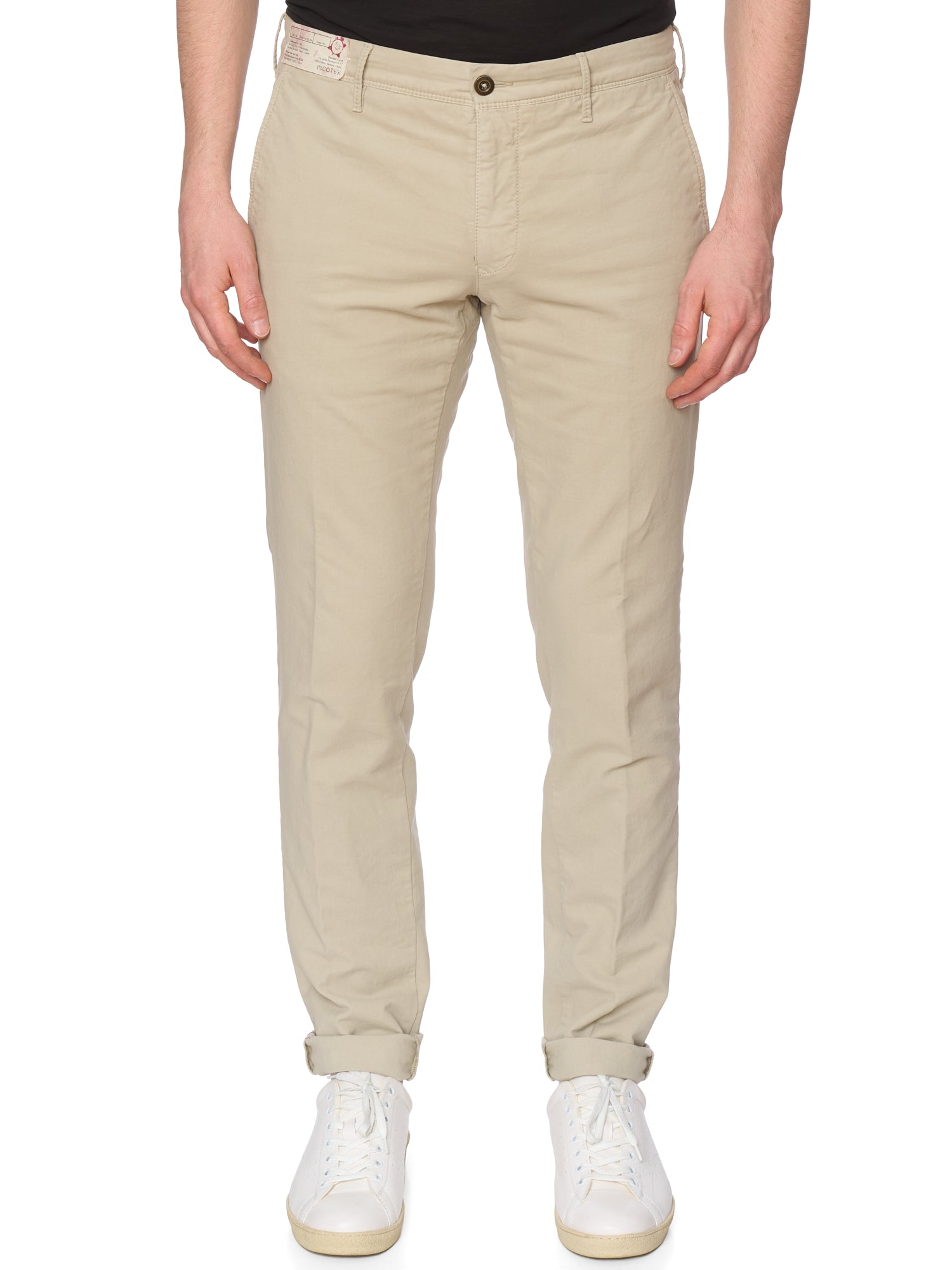 INCOTEX "Slacks" Beige Cotton Slim Fit Chino Pants NEW Size 35