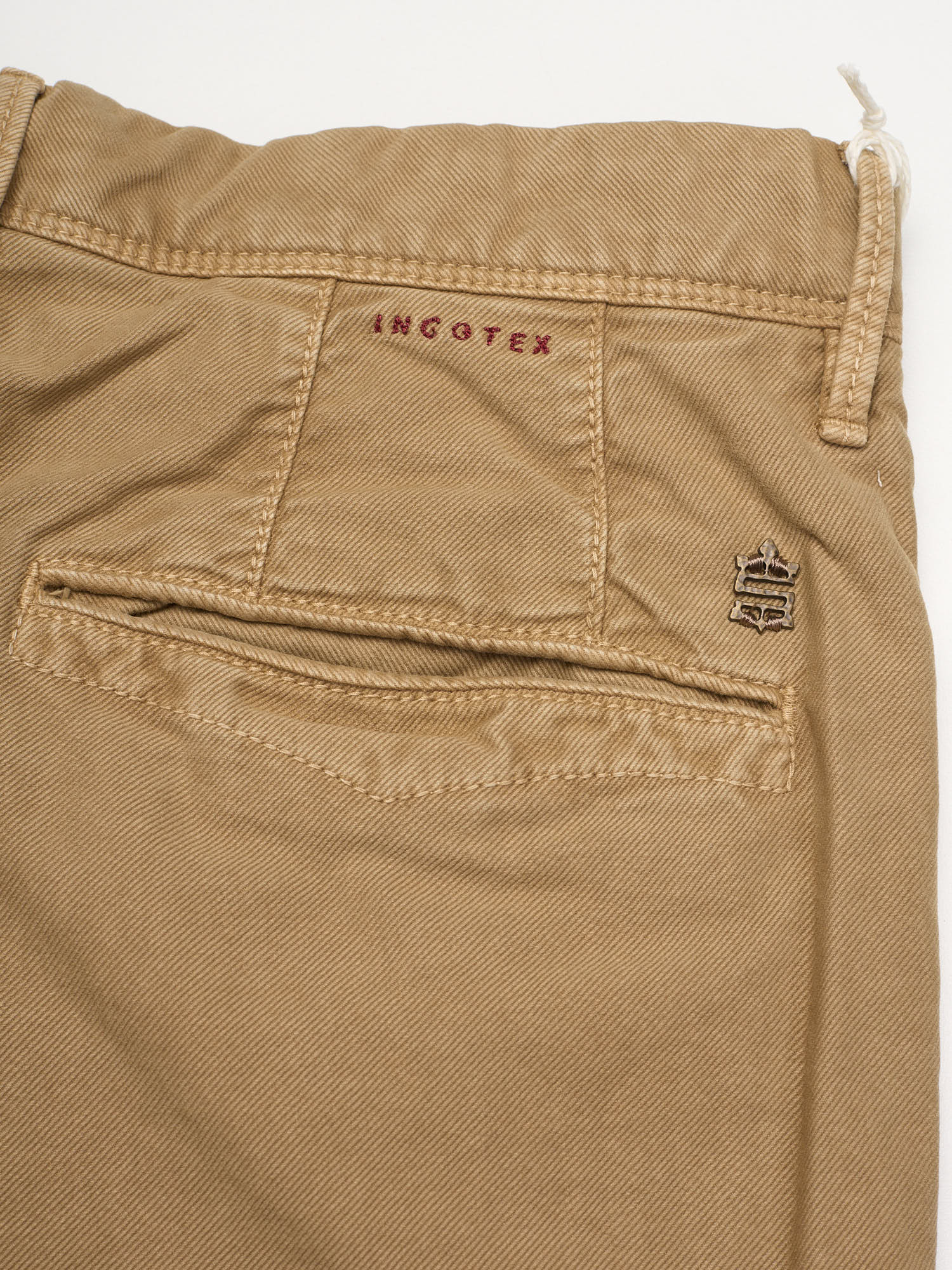 INCOTEX "Slacks" Khakie Cotton Slim Fit Tricochino Pants NEW