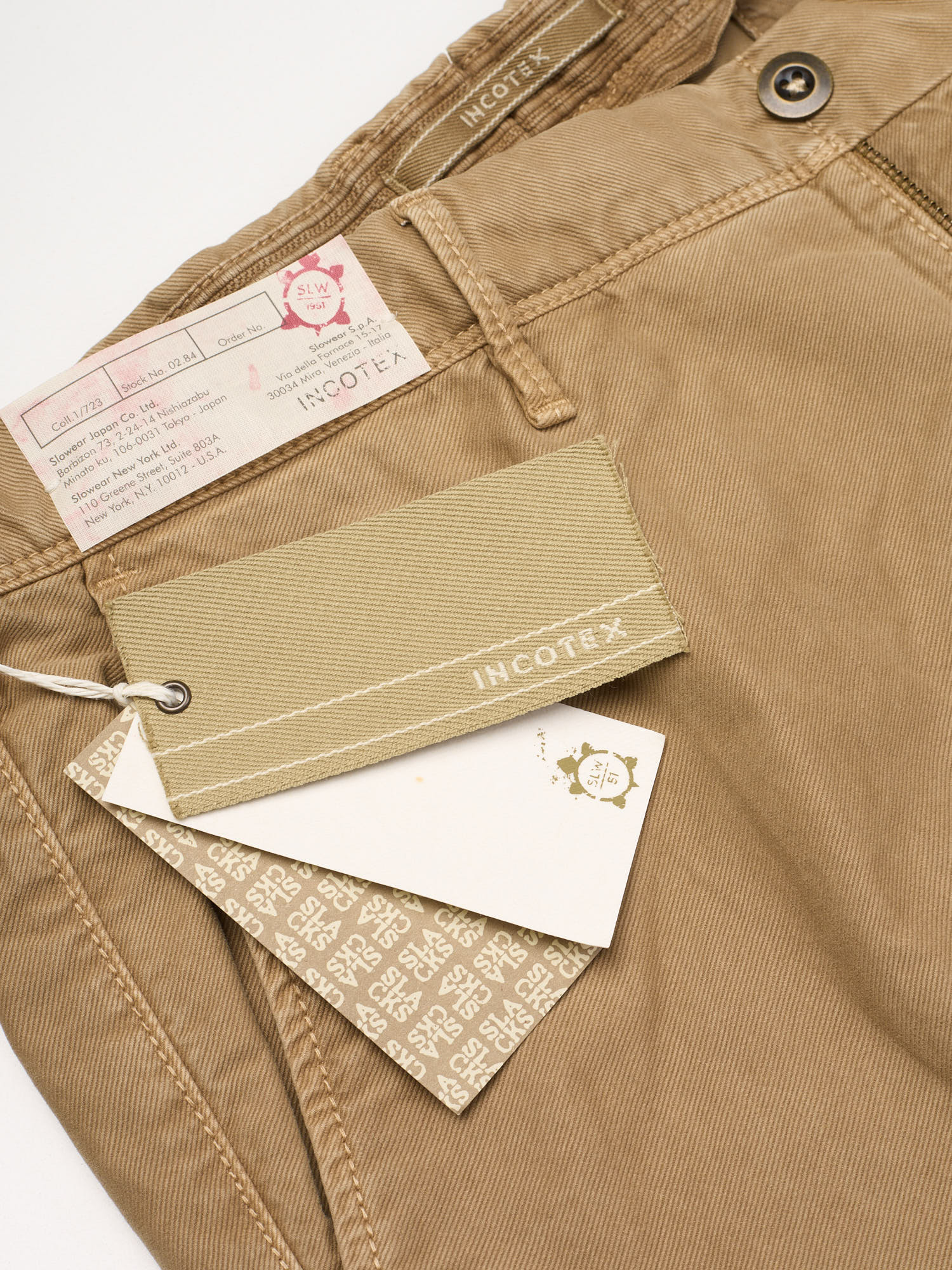 INCOTEX "Slacks" Khakie Cotton Slim Fit Tricochino Pants NEW