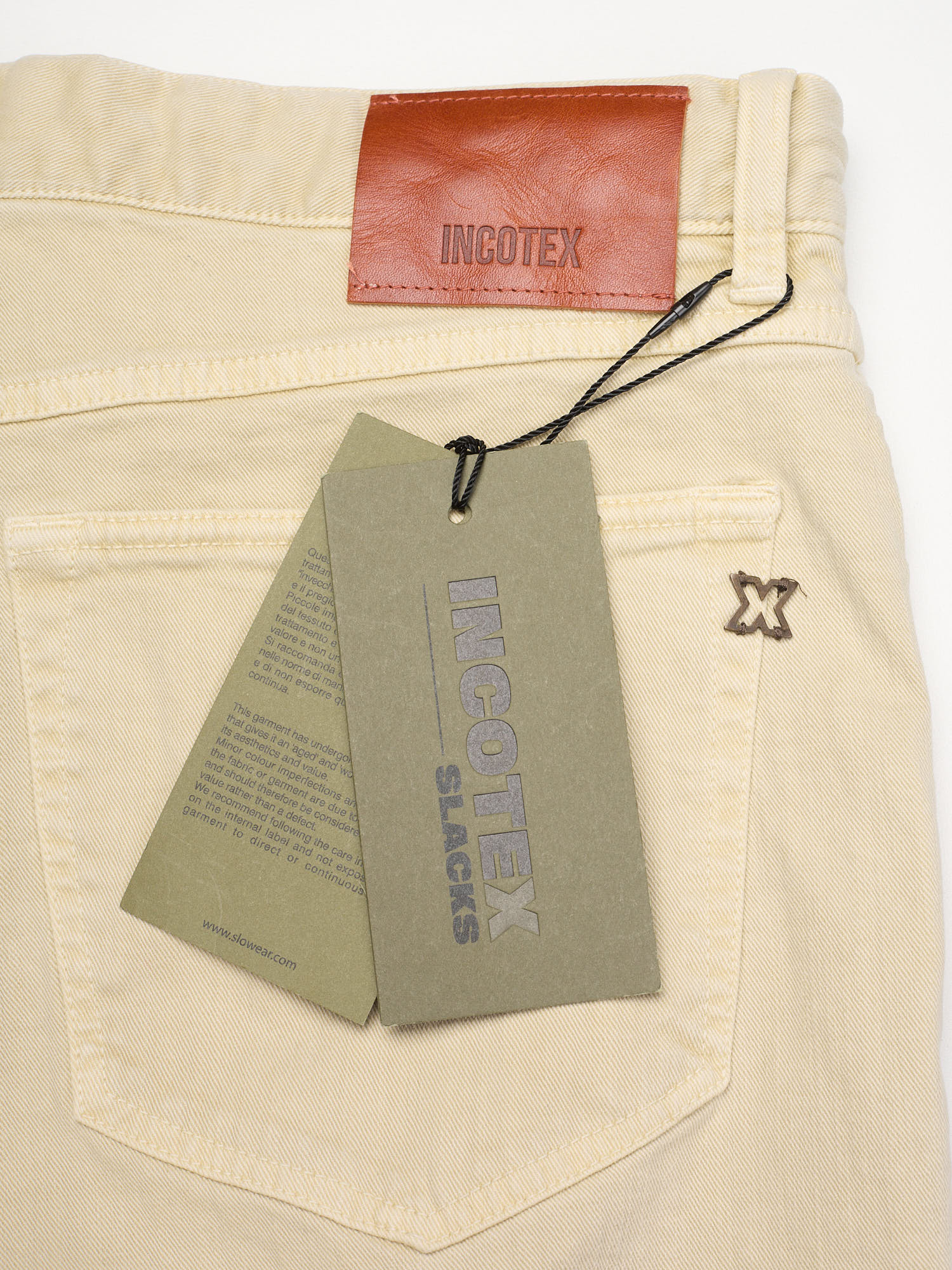 INCOTEX "Slacks" Beige Cotton Slim Fit 5 Pocket Jeans NEW Size 36