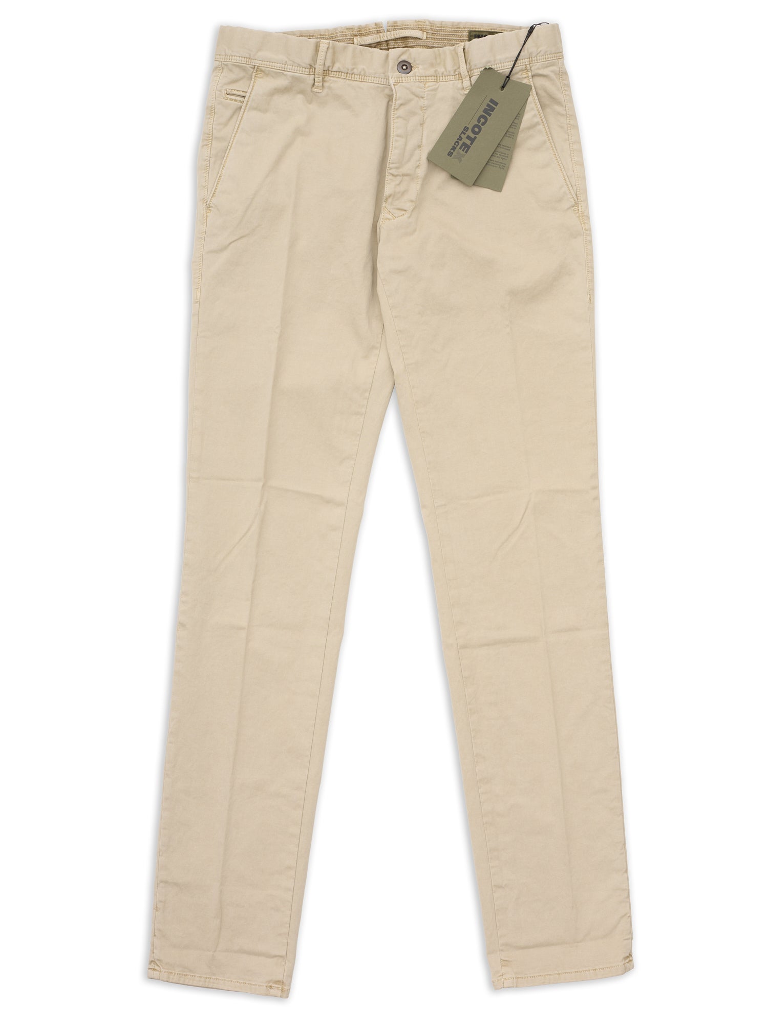 INCOTEX "Slacks" Tan Khakie Cotton Tight Fit Chino Pants NEW