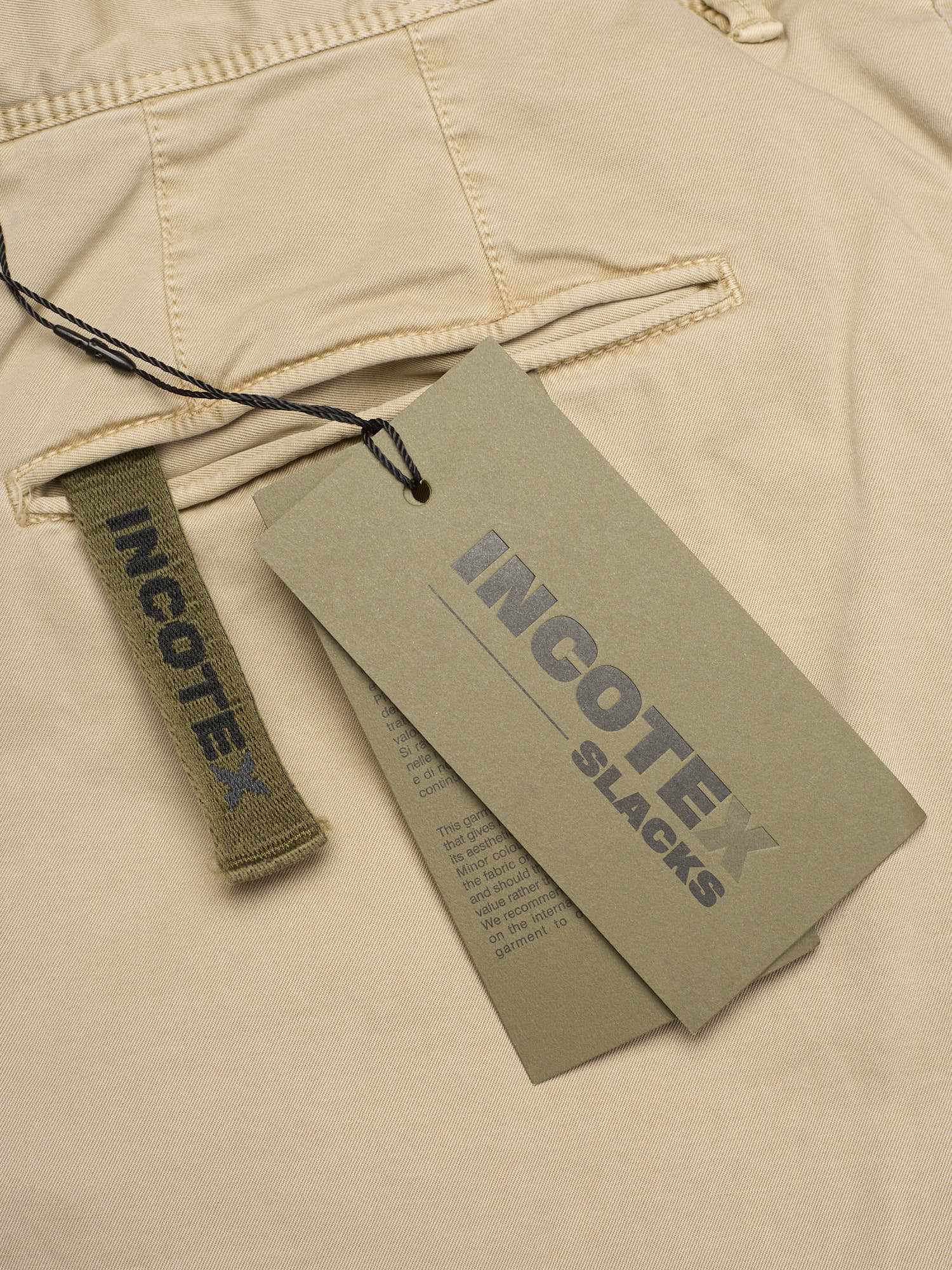 INCOTEX "Slacks" Tan Khakie Cotton Tight Fit Chino Pants NEW