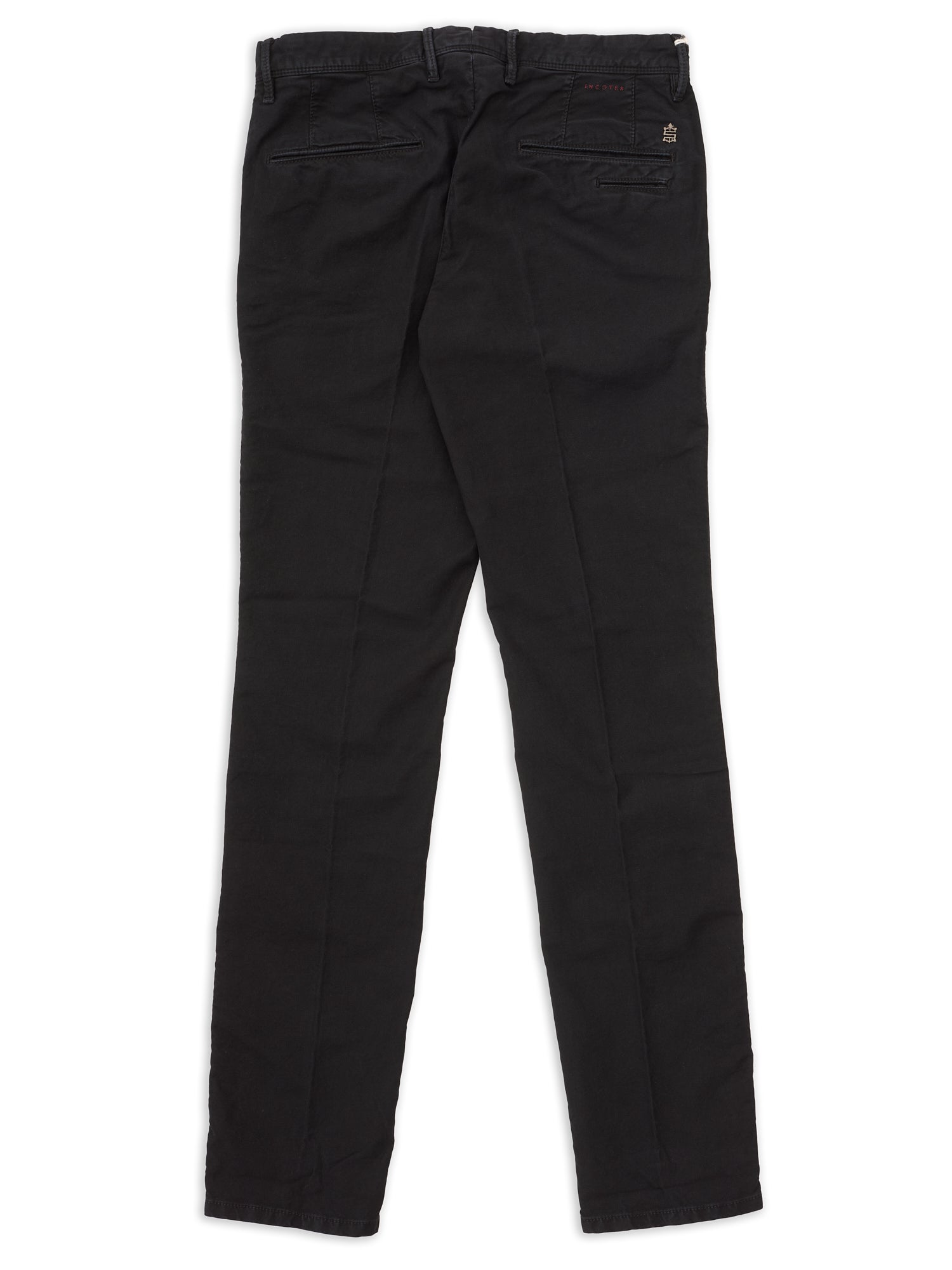 INCOTEX "Slacks" Black Cotton Tight Fit Tricochino Pants NEW