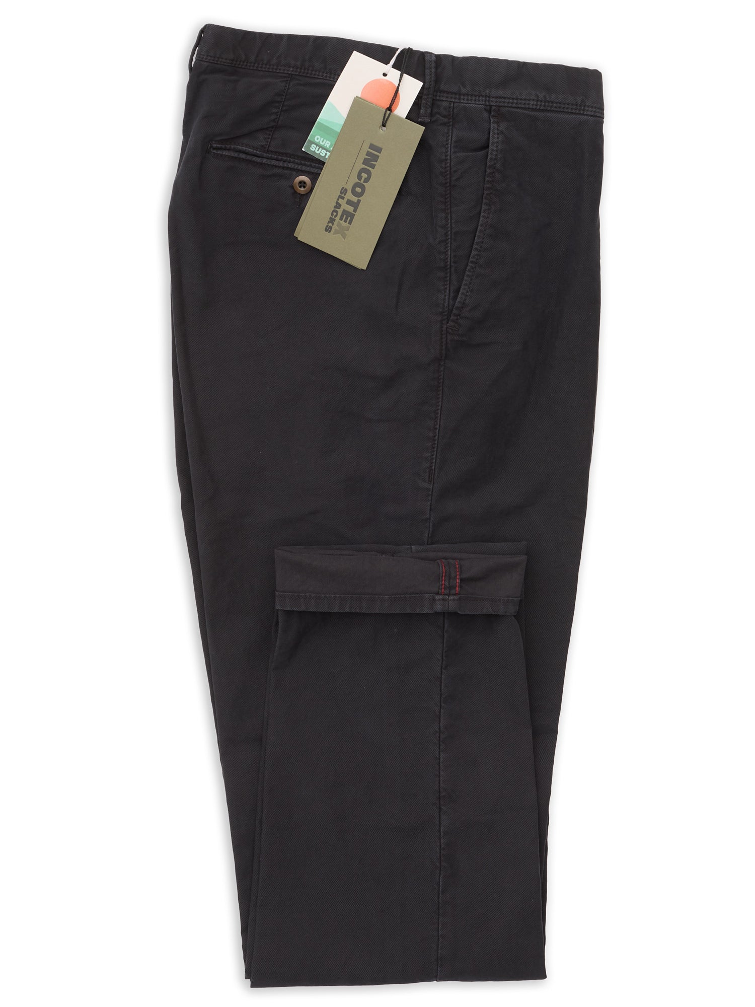 INCOTEX "Slacks" Black Twill Cotton Regular Fit Chino Pants NEW Size 38