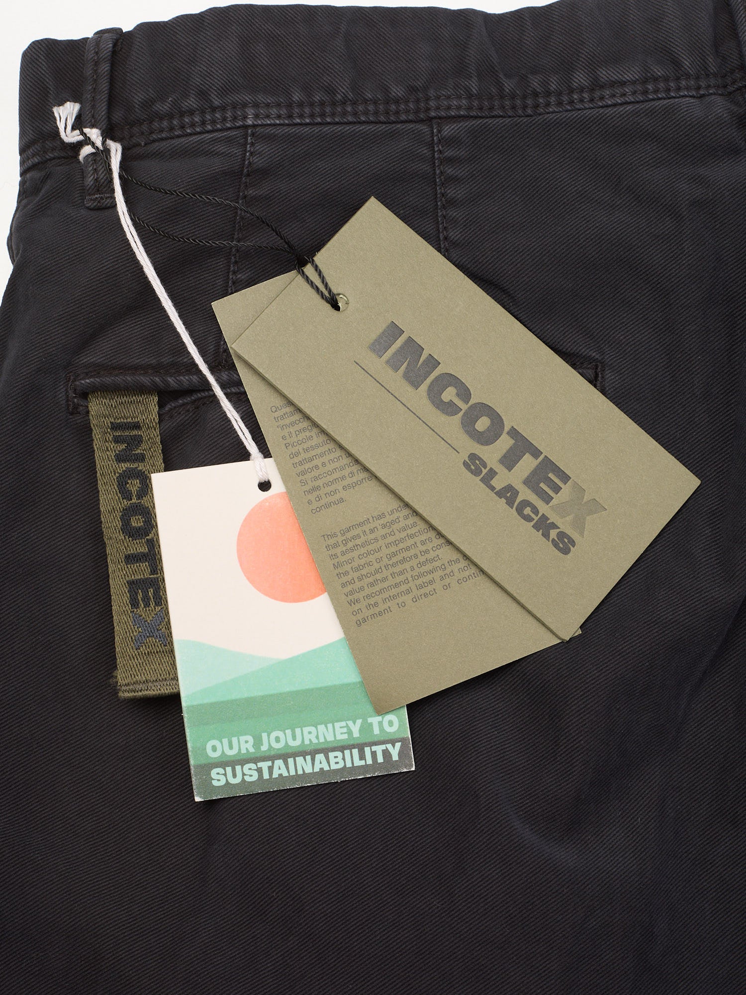 INCOTEX "Slacks" Black Twill Cotton Regular Fit Chino Pants NEW Size 38