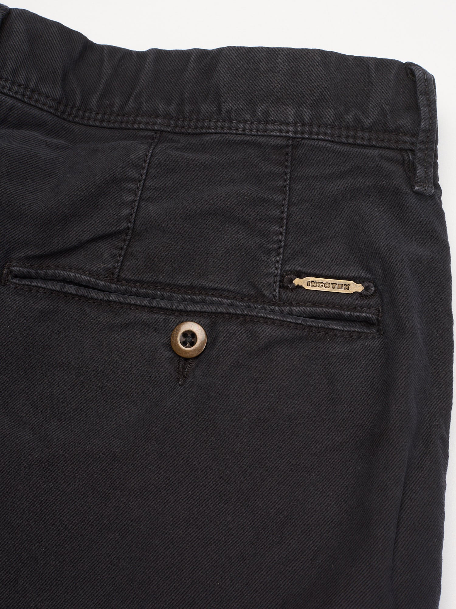 INCOTEX "Slacks" Black Twill Cotton Regular Fit Chino Pants NEW Size 38