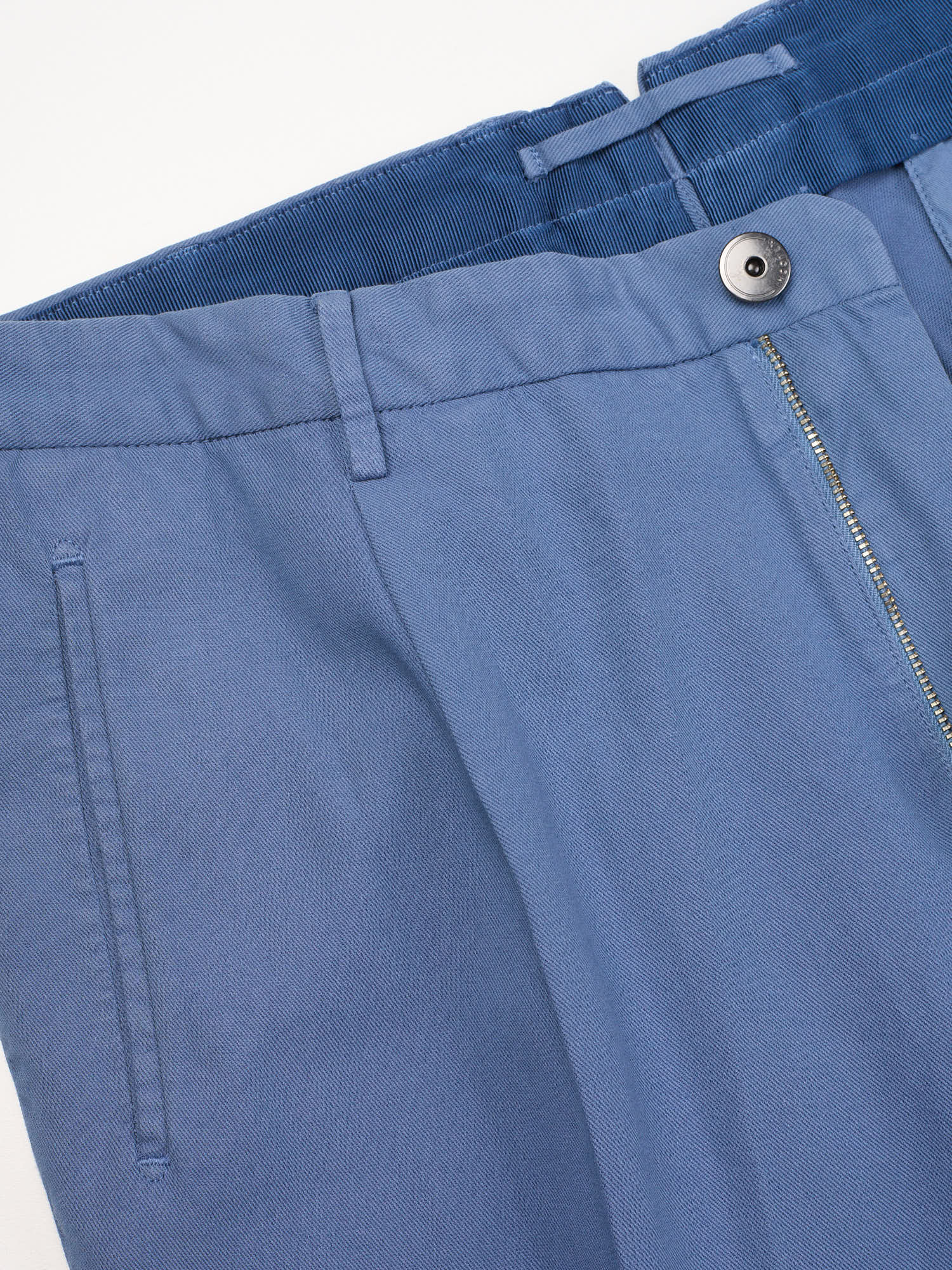 INCOTEX "Slacks" Blue Cotton-Linen Tapered Fit Pleated Chino Pants NEW
