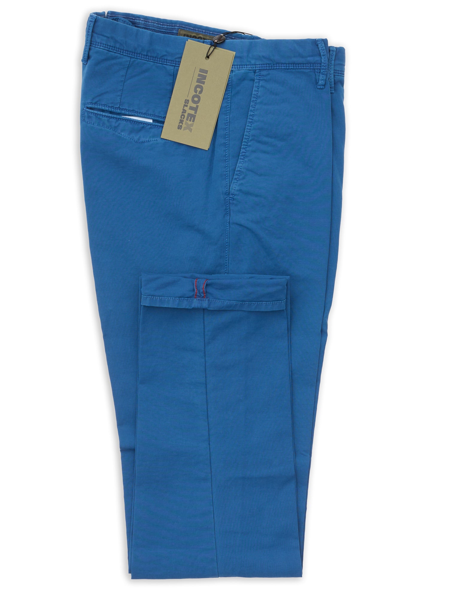 INCOTEX "Slacks" Blue Cotton Slim Fit Chino Pants NEW Size 32