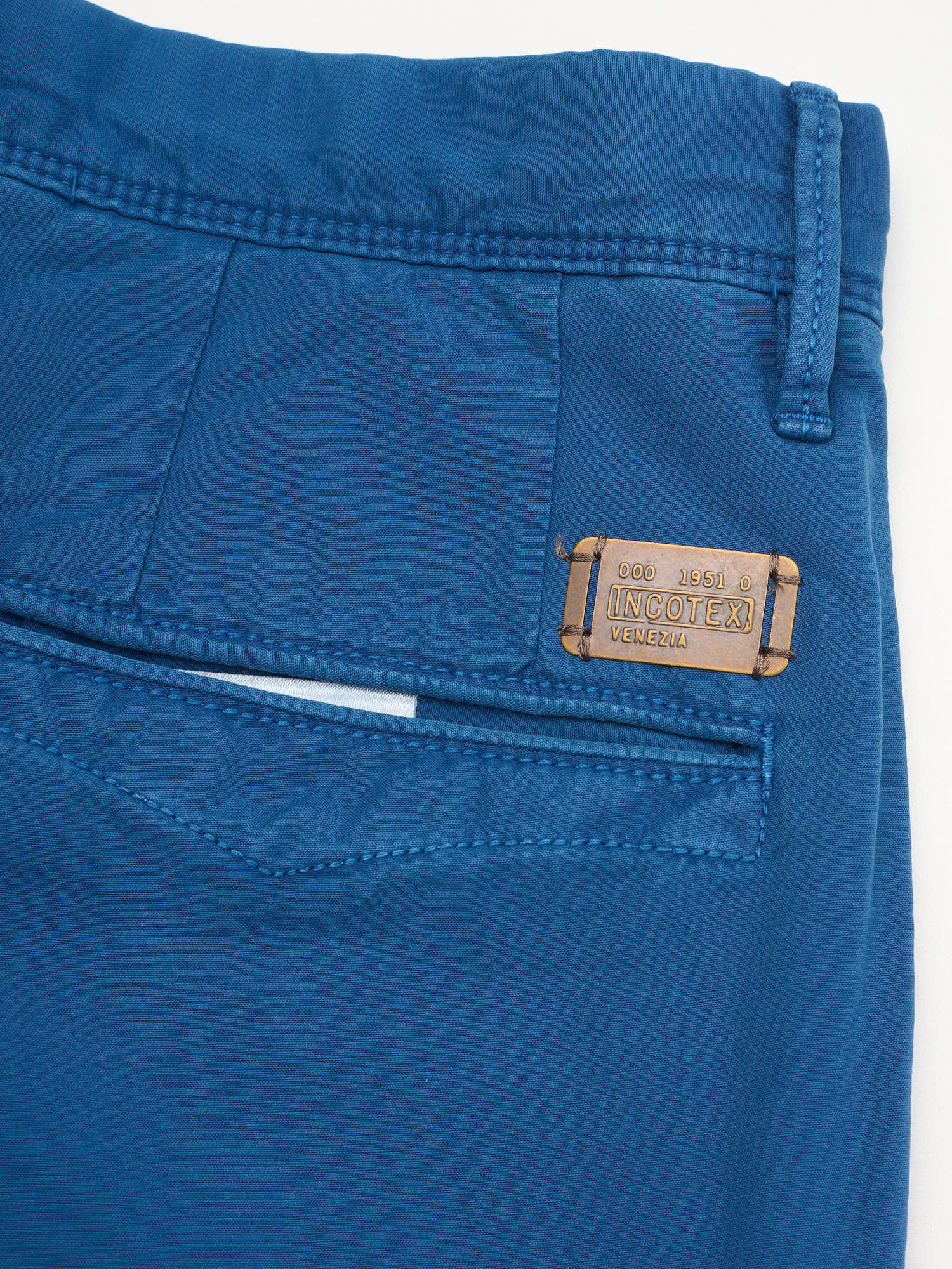 INCOTEX "Slacks" Blue Cotton Slim Fit Chino Pants NEW Size 32