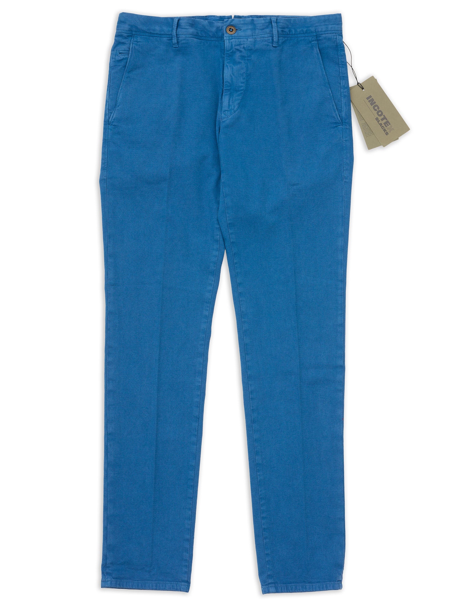 INCOTEX "Slacks" Blue Micro Pattern Cotton Tight Fit Chino Pants NEW Size 32