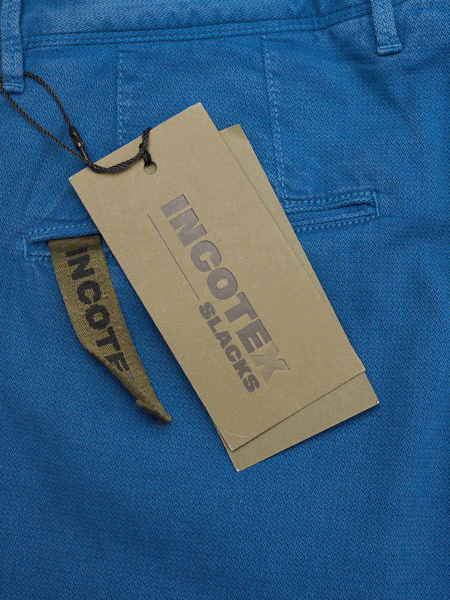 INCOTEX "Slacks" Blue Micro Pattern Cotton Tight Fit Chino Pants NEW Size 32