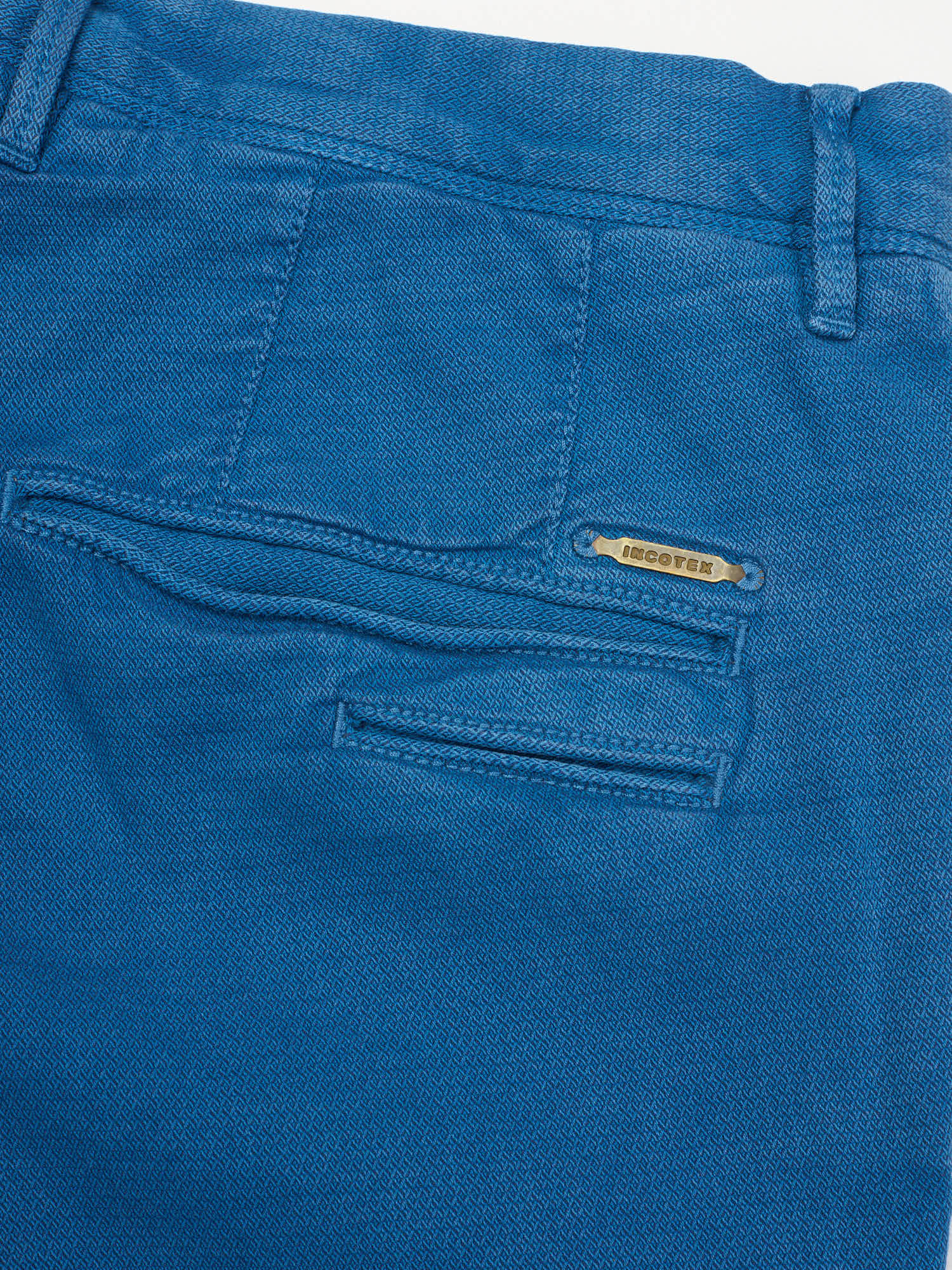 INCOTEX "Slacks" Blue Micro Pattern Cotton Tight Fit Chino Pants NEW Size 32