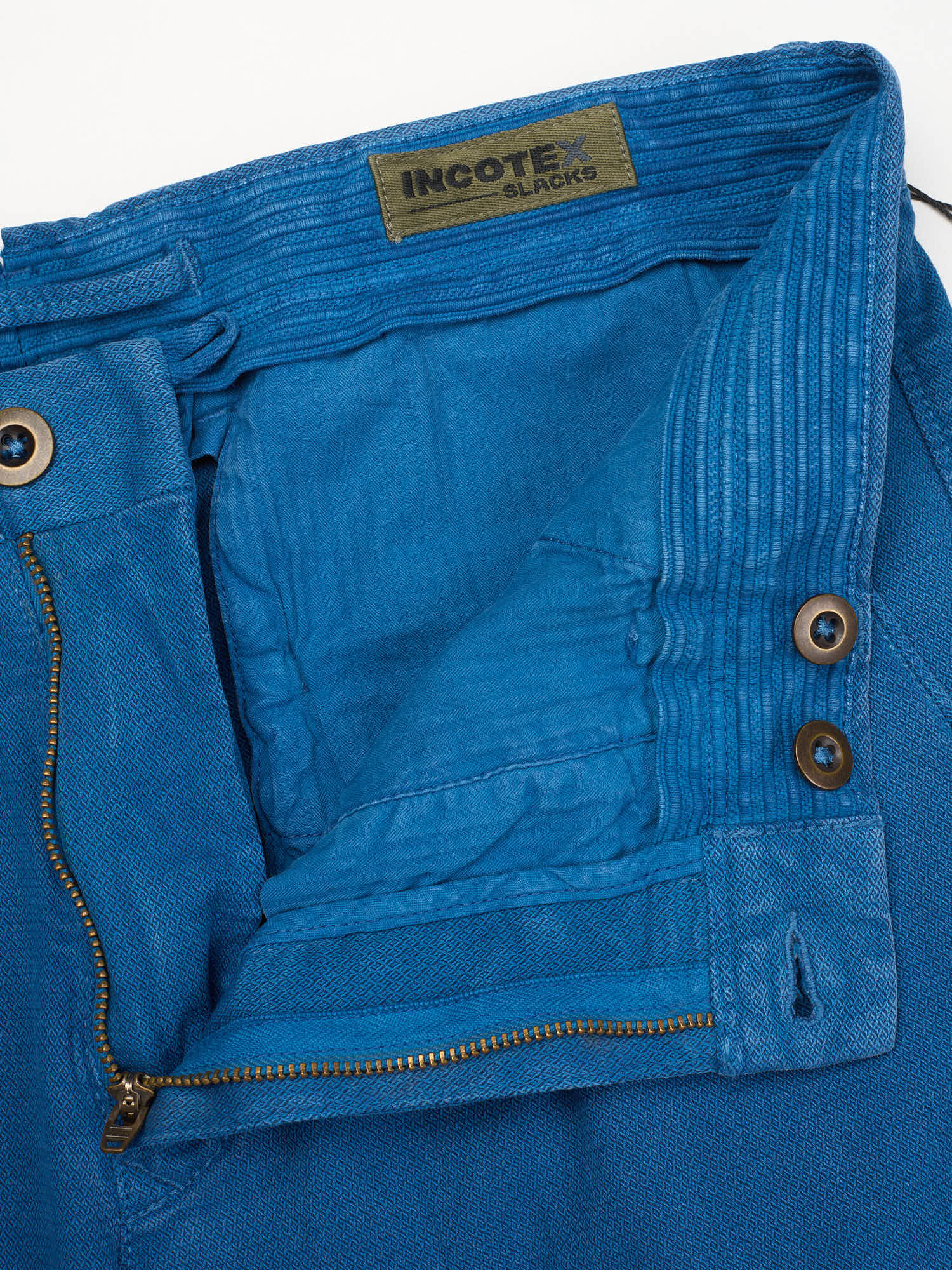 INCOTEX "Slacks" Blue Micro Pattern Cotton Tight Fit Chino Pants NEW Size 32